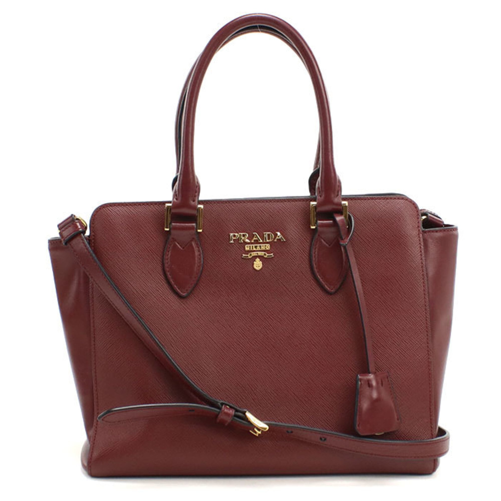 Prada Red Color Wine Leather Tote Bag (Pre-Owned)
