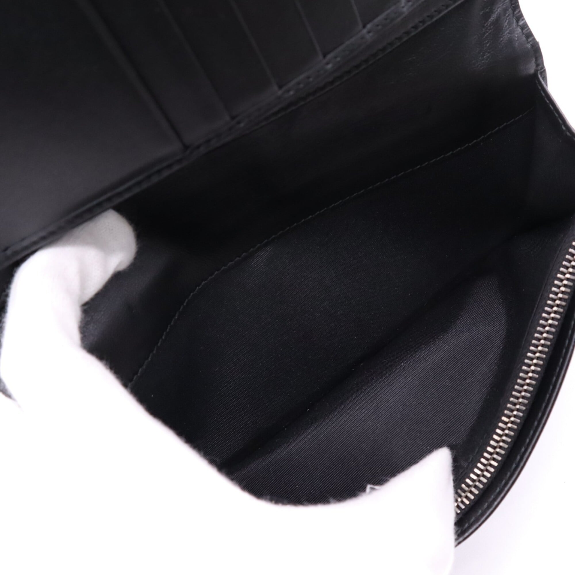 Christian Dior Black Canvas Leather Long Wallet (Bi-Fold) (Pre-Owned)