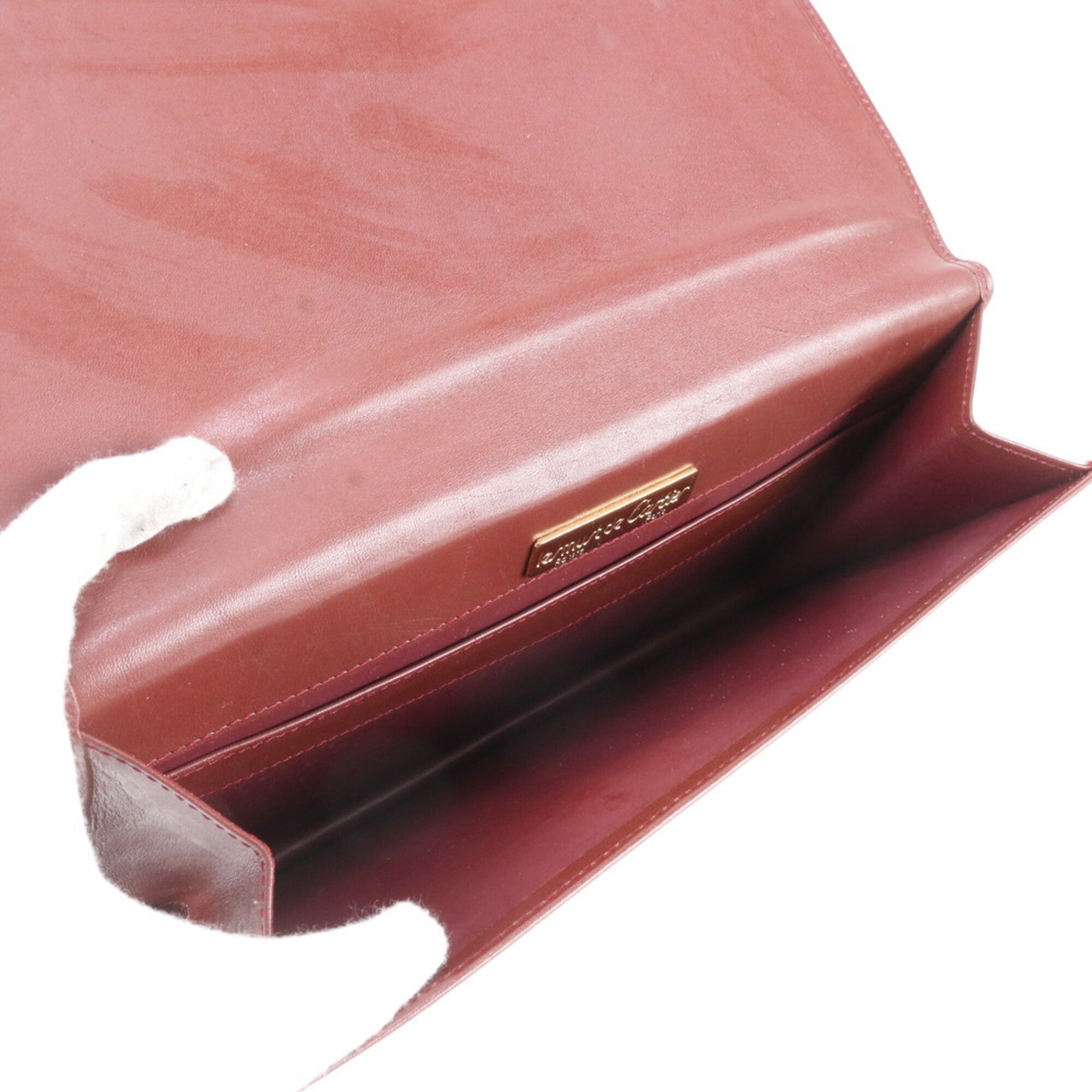 Cartier Wine Red Leather Clutch Bag Pouch (Pre-Owned)