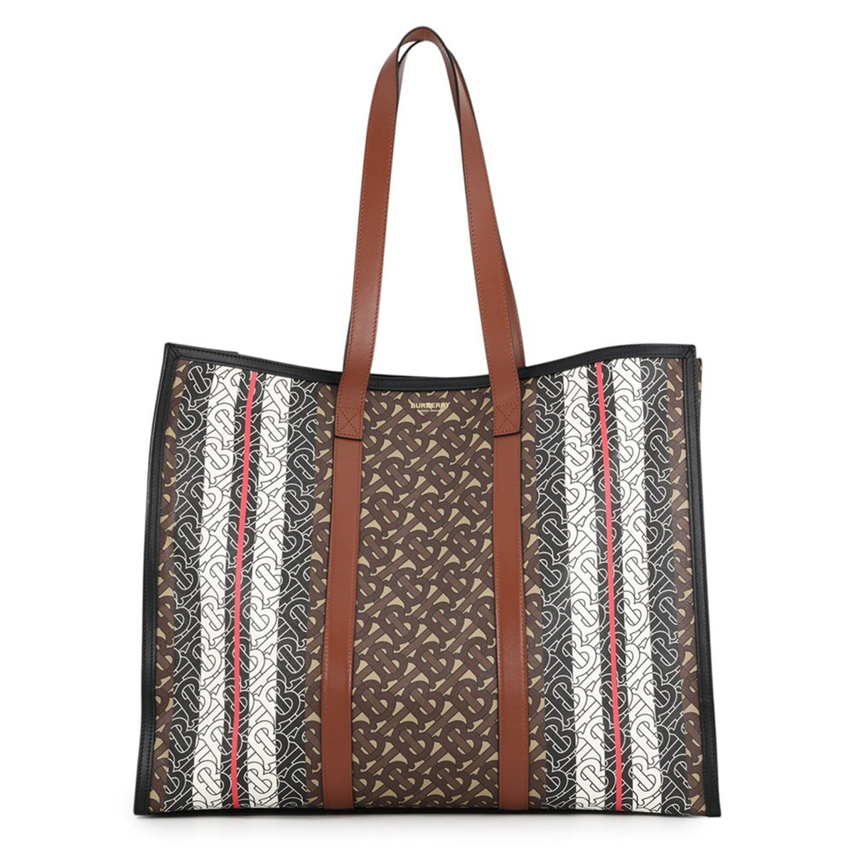 Burberry Brown Multi-Color Leather Pvc Handbag Tote Bag (Pre-Owned)