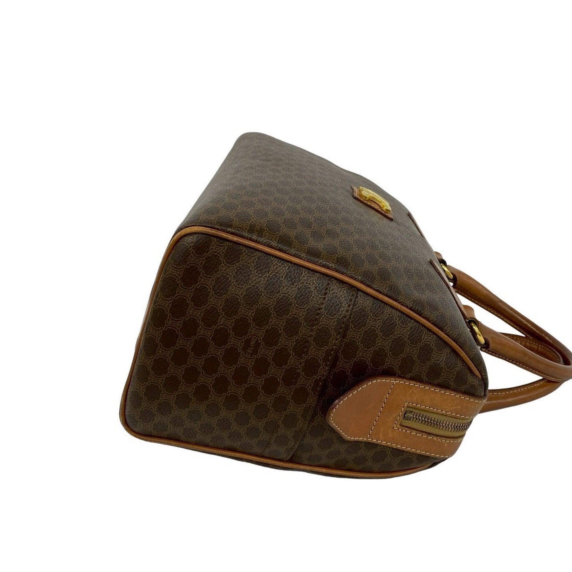 Celine Brown Pvc Leather Boston Bag Handbag (Pre-Owned)