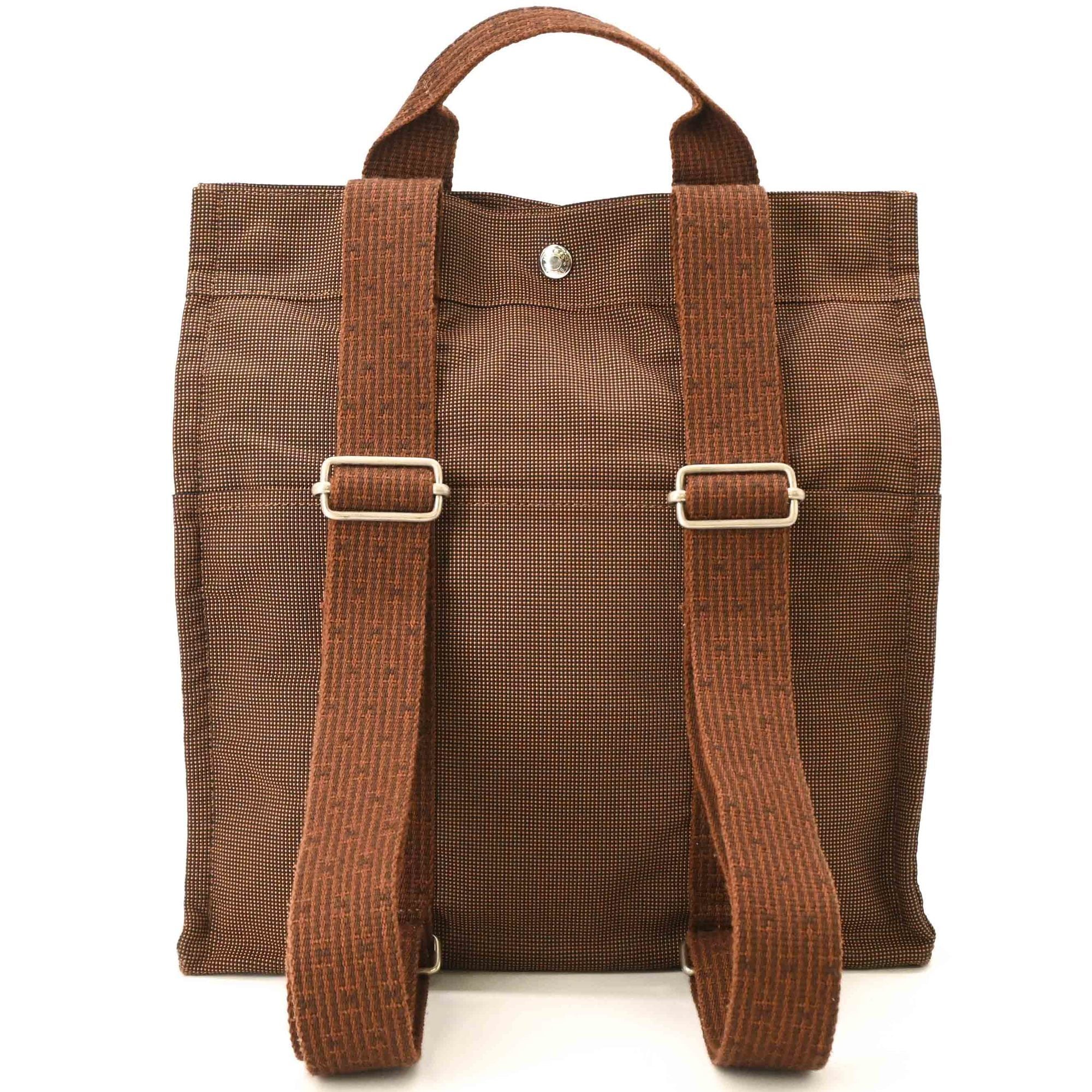 Hermes Her Line Brown Nylon Canvas Backpack (Pre-Owned)