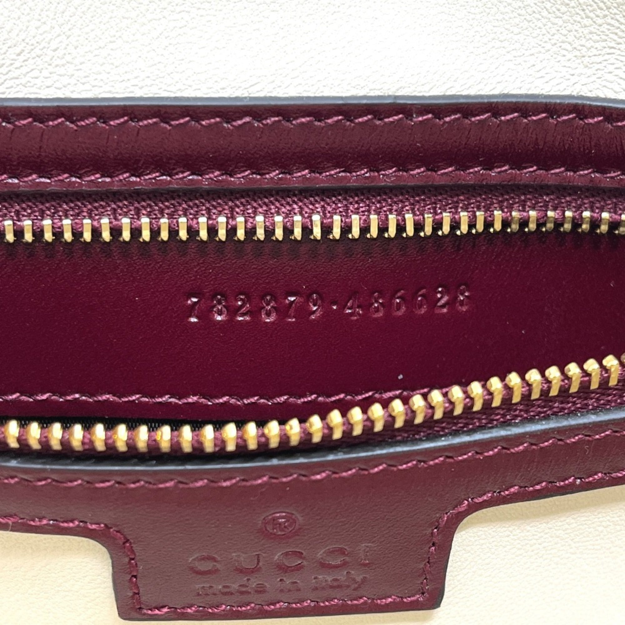 Gucci Wine Leather Handbag Shoulder Bag (Pre-Owned)