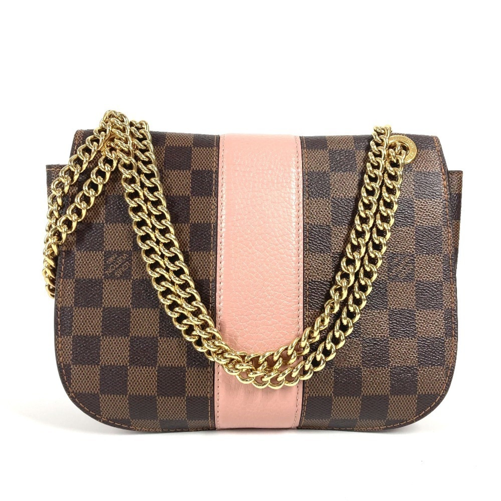Louis Vuitton Brown Pink Damier Canvas Pochette Shoulder Bag (Pre-Owned)