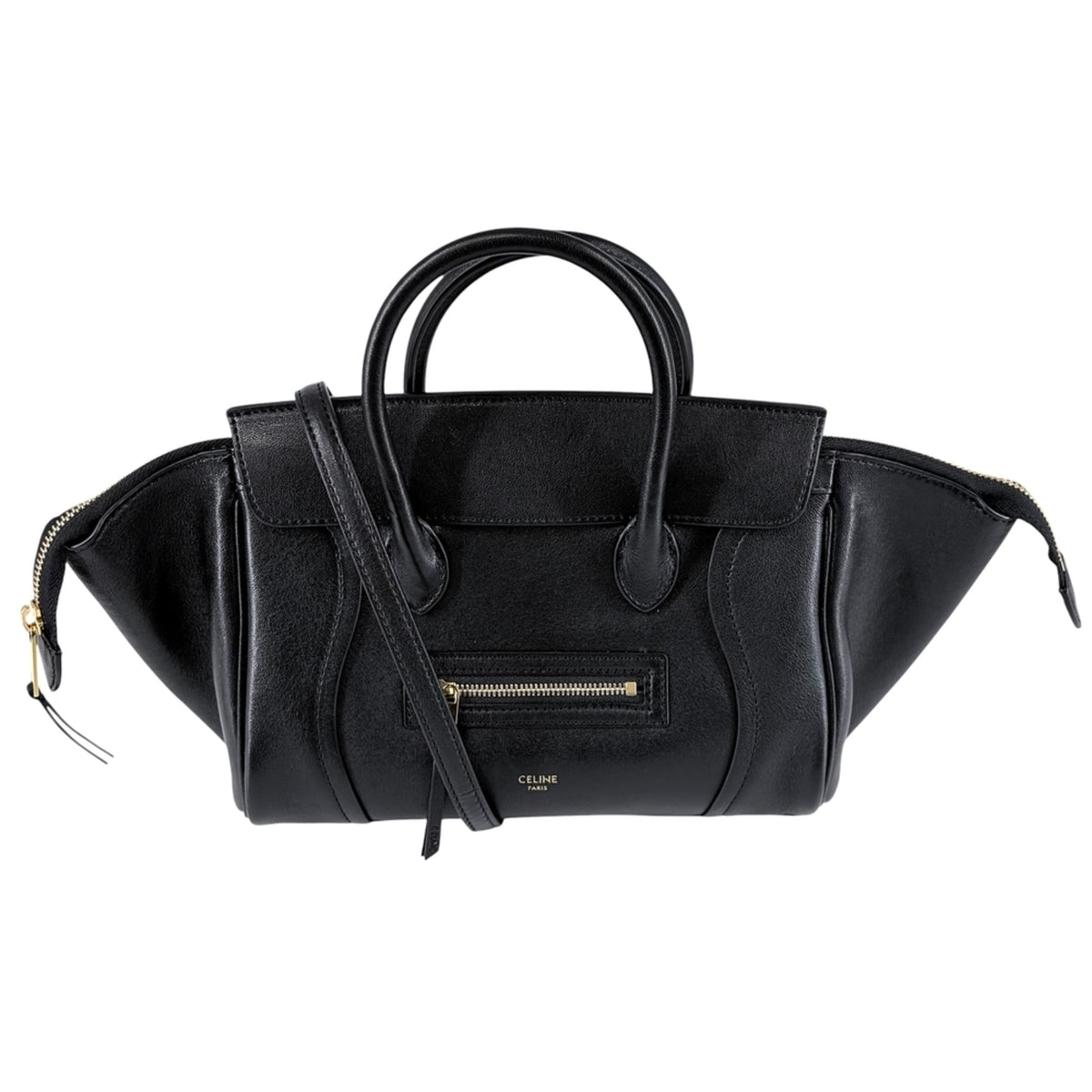 Celine Black White Leather Handbag Shoulder Bag (Pre-Owned)
