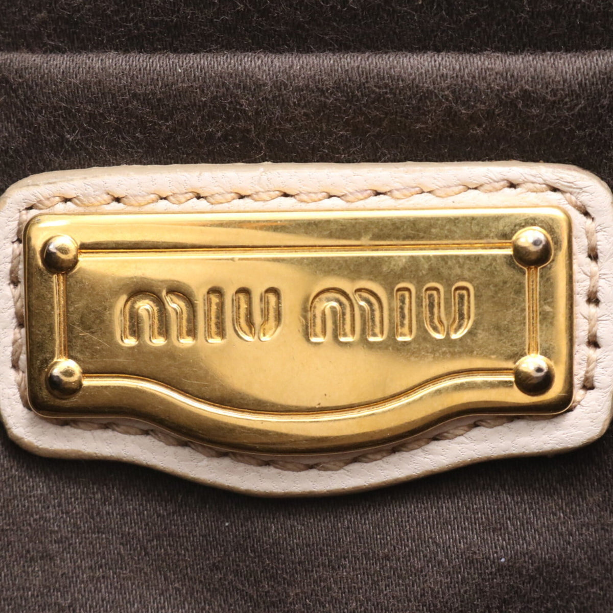 Miu Miu Beige Leather Handbag Tote Bag (Pre-Owned)