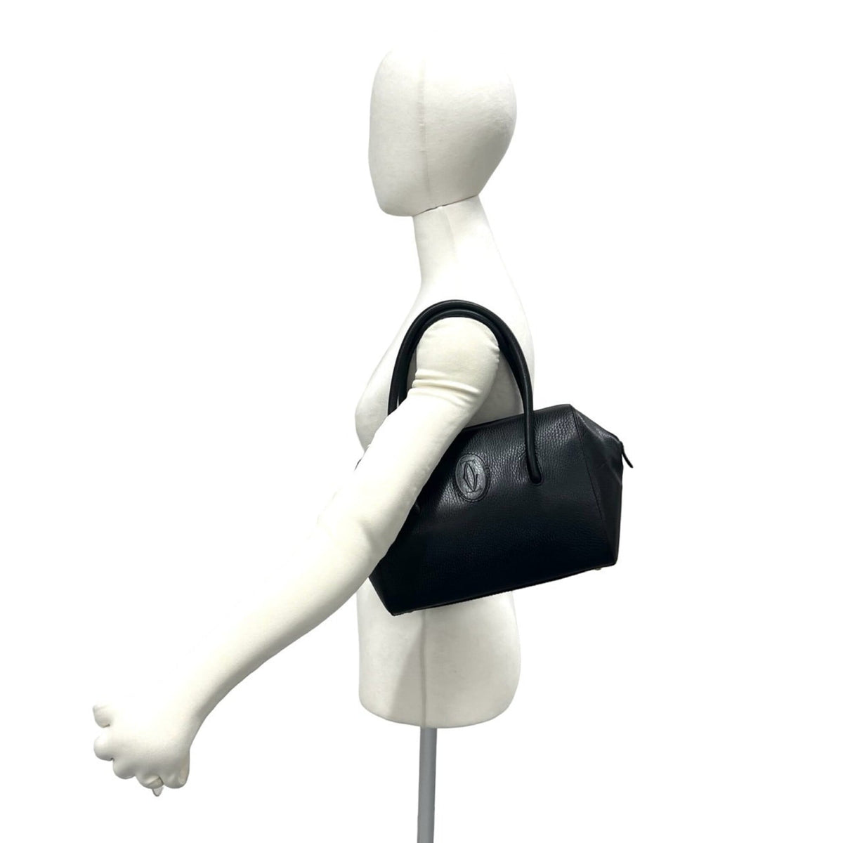 Cartier Black Leather Boston Bag Handbag (Pre-Owned)