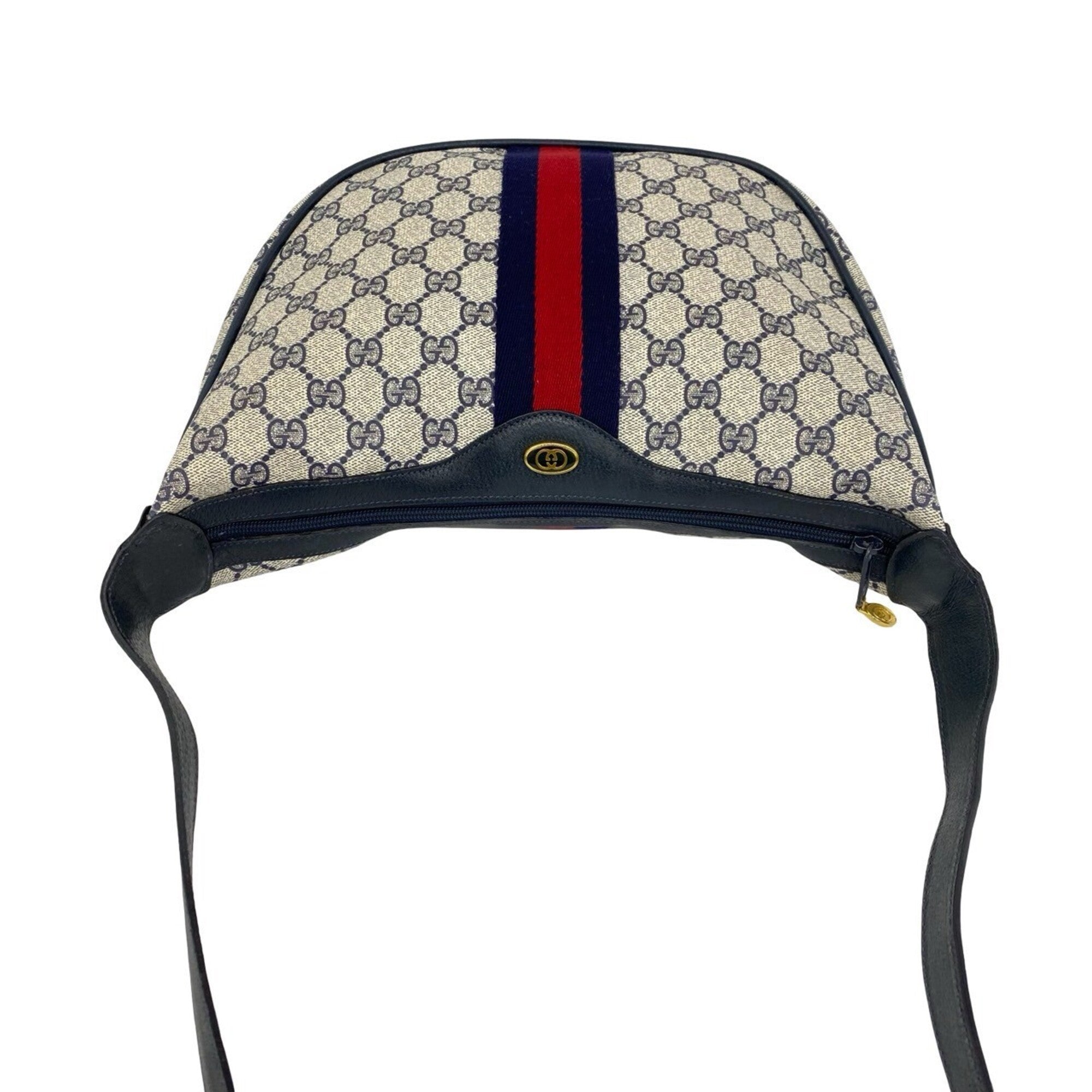 Gucci Navy Red Color Leather Pvc Shoulder Bag (Pre-Owned)