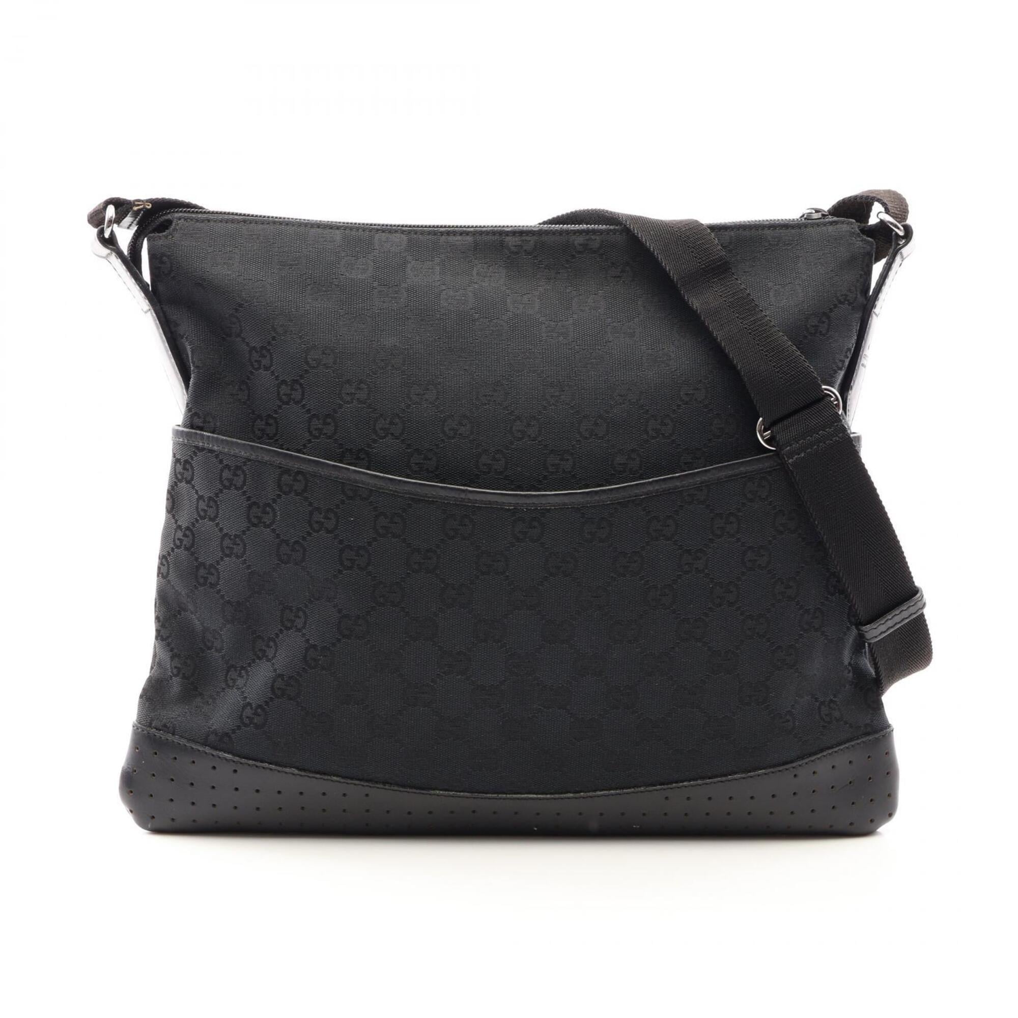 Gucci Black Canvas Leather Handbag Shoulder Bag (Pre-Owned)