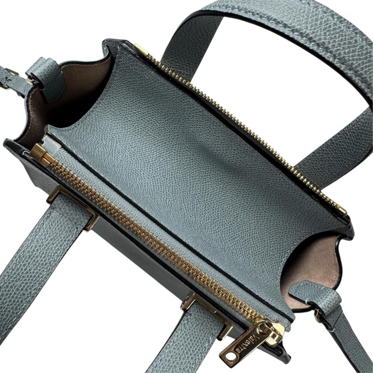 Valextra Beige Black Gray Leather Shoulder Bag Tote Bag (Pre-Owned)