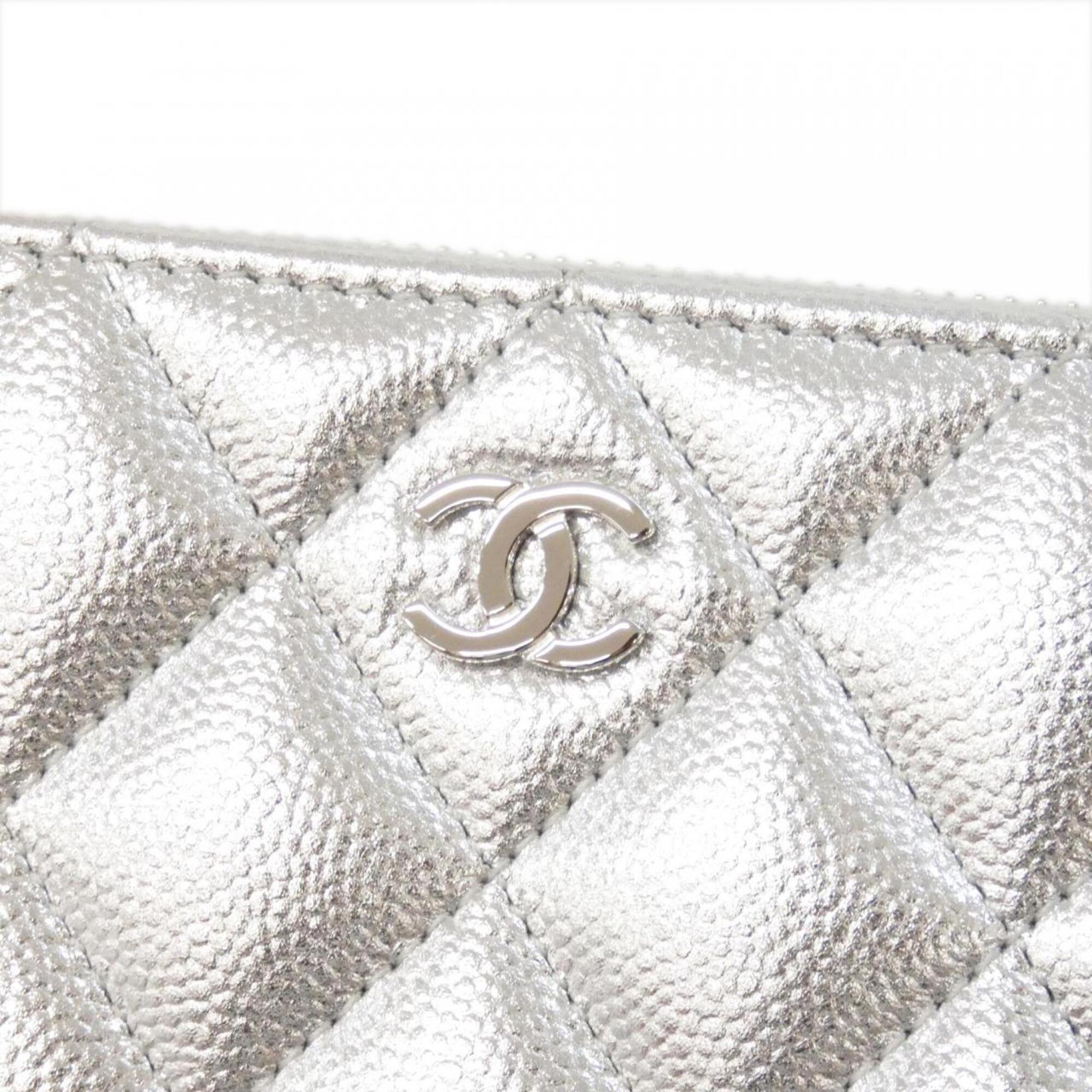 Chanel Silver Grained Calfskin Coin Purse/Coin Case (Pre-Owned)