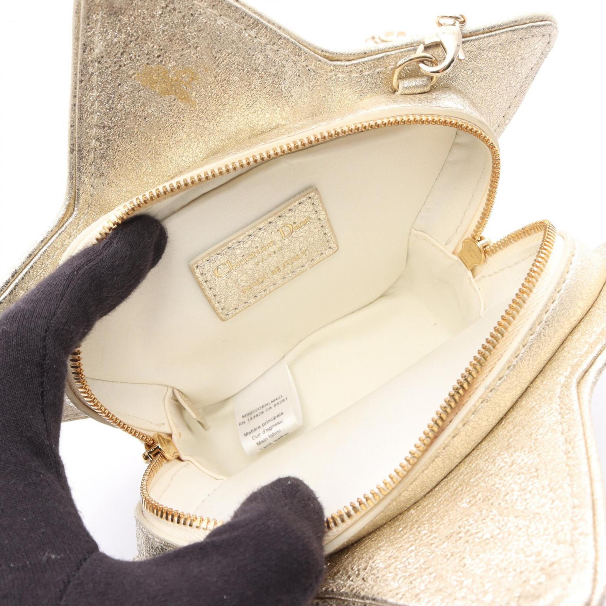 Christian Dior Gold Leather Handbag Shoulder Bag (Pre-Owned)