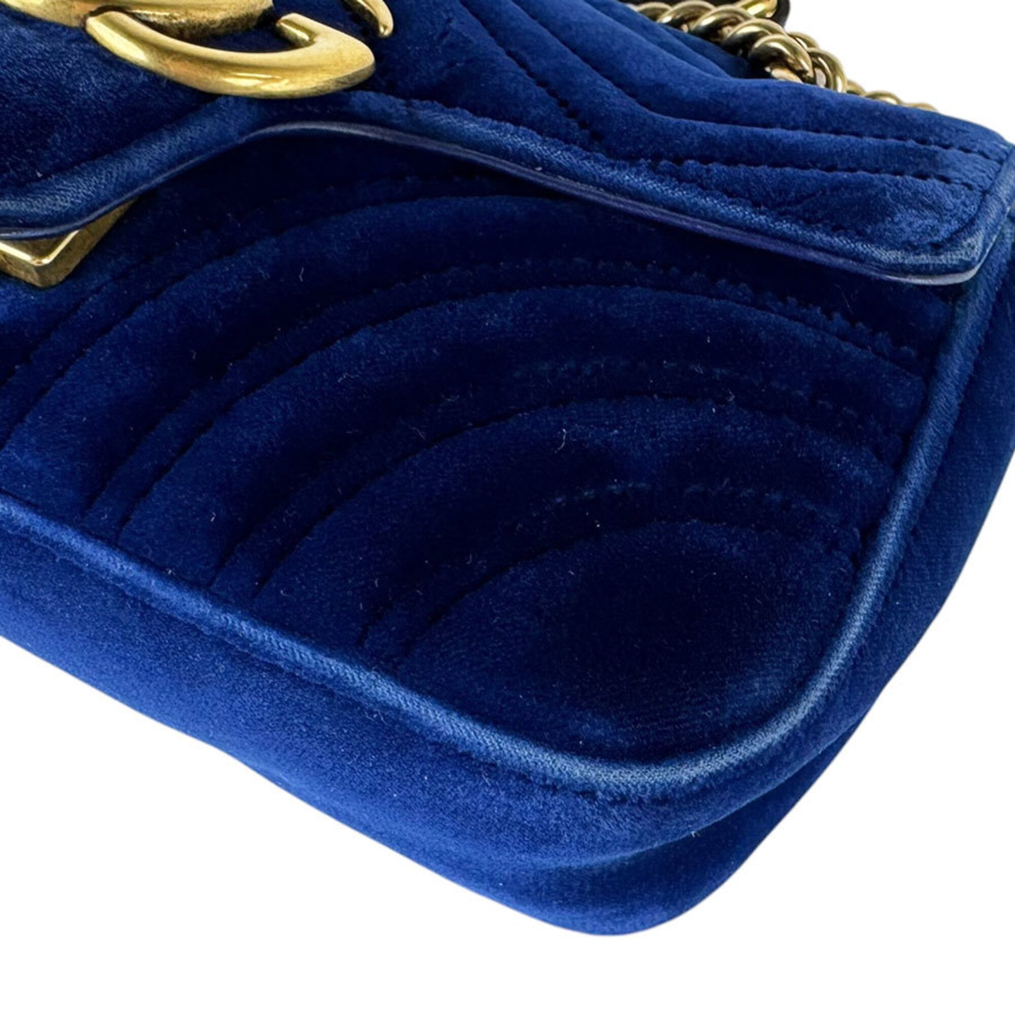 Gucci Blue Velvet Shoulder Bag (Pre-Owned)