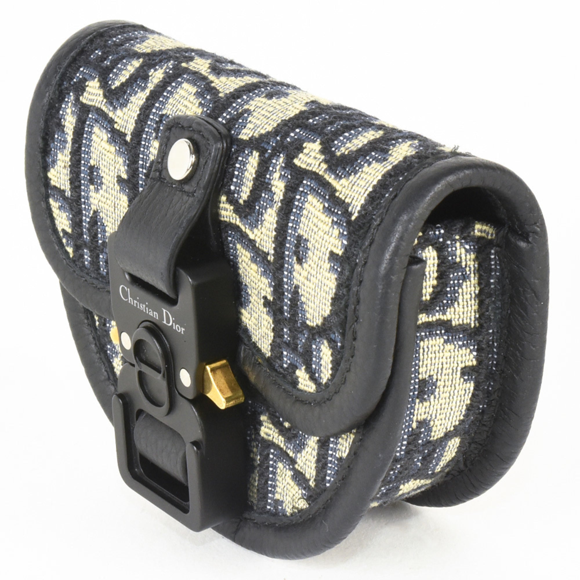 Christian Dior Trotter Navy Jacquard Leather Pouch (Pre-Owned)