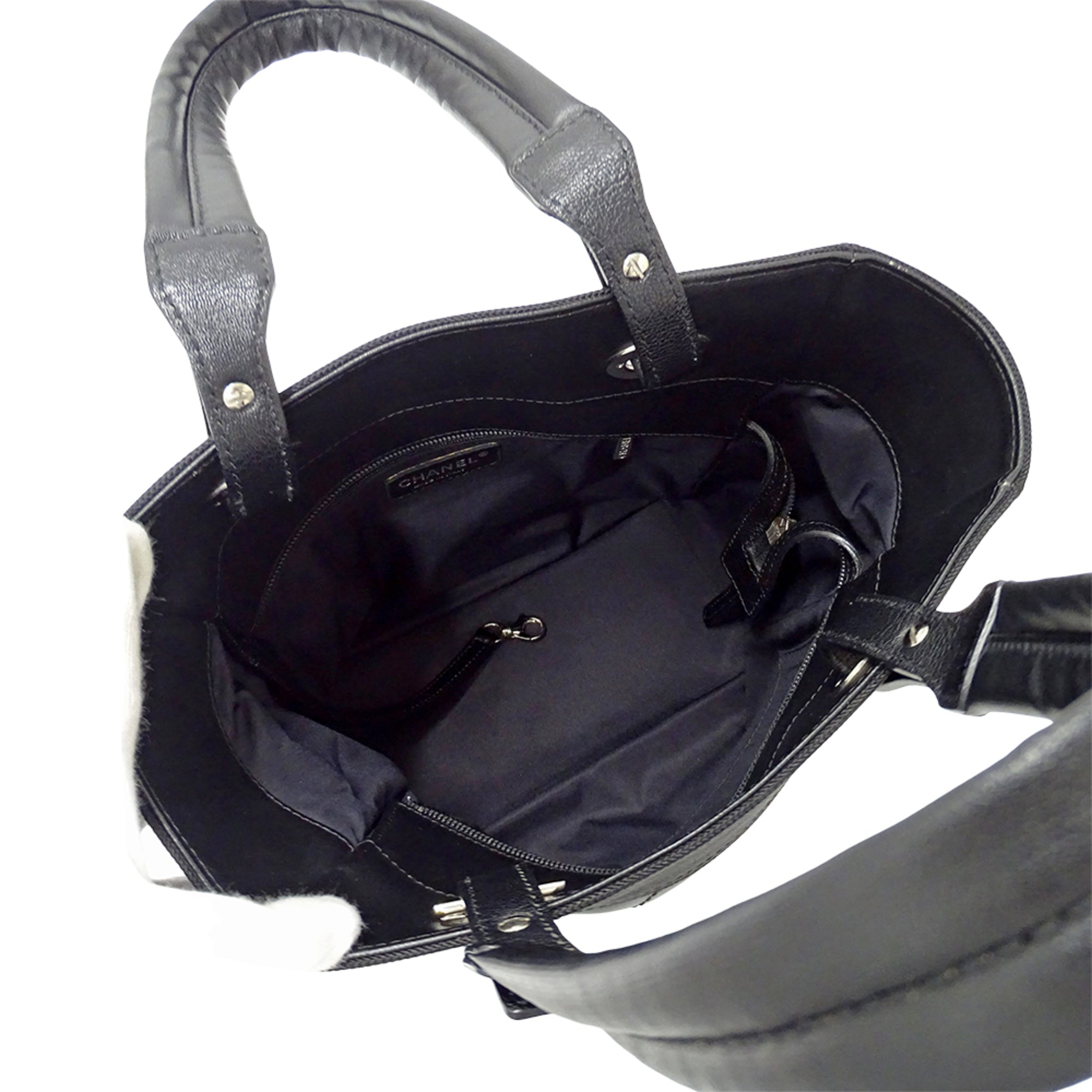 Chanel Black Coated Canvas Handbag Tote Bag (Pre-Owned)