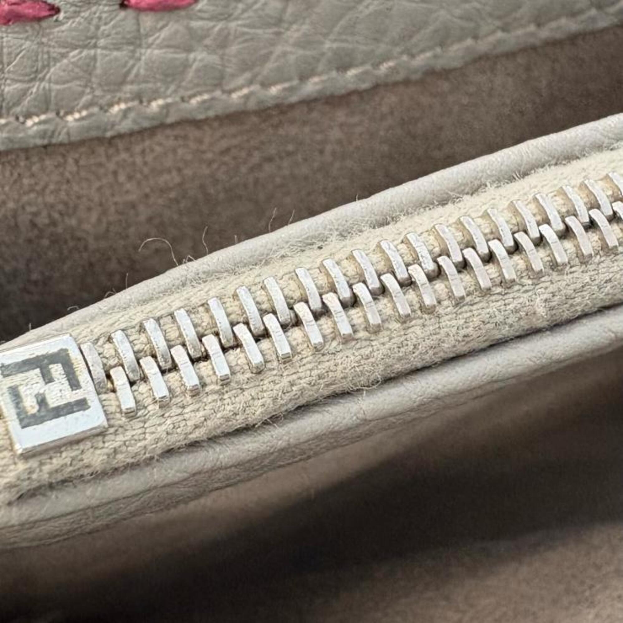 Fendi Gray Light Pink Pink Leather Long Wallet (Bi-Fold) (Pre-Owned)