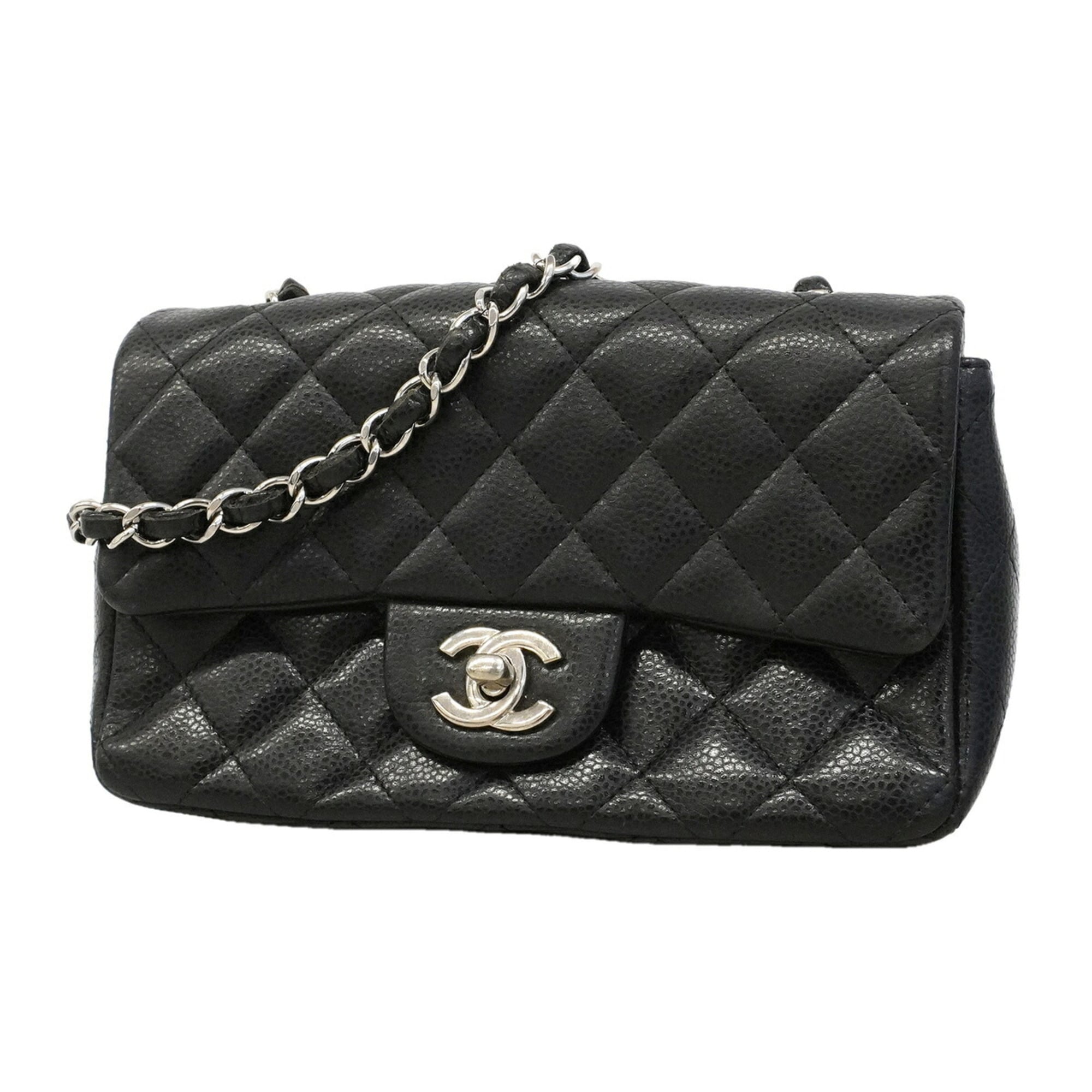 Chanel Black Grained Calfskin Shoulder Bag (Pre-Owned)