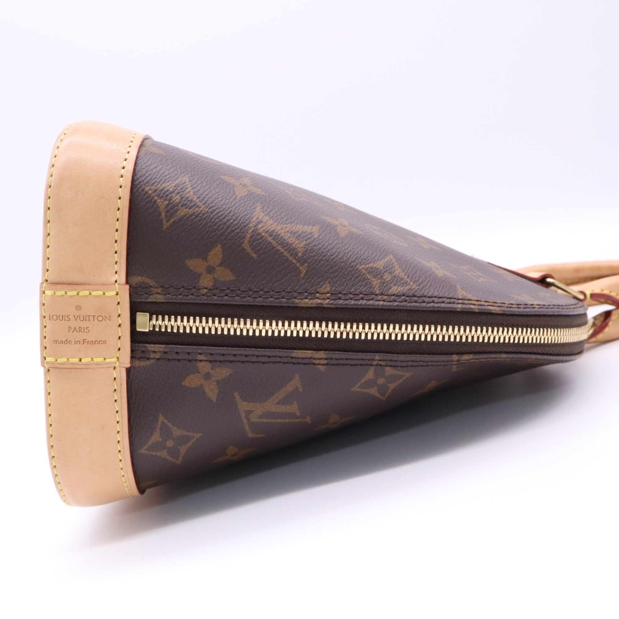Louis Vuitton Beige Brown Coated Canvas Leather Handbag (Pre-Owned)
