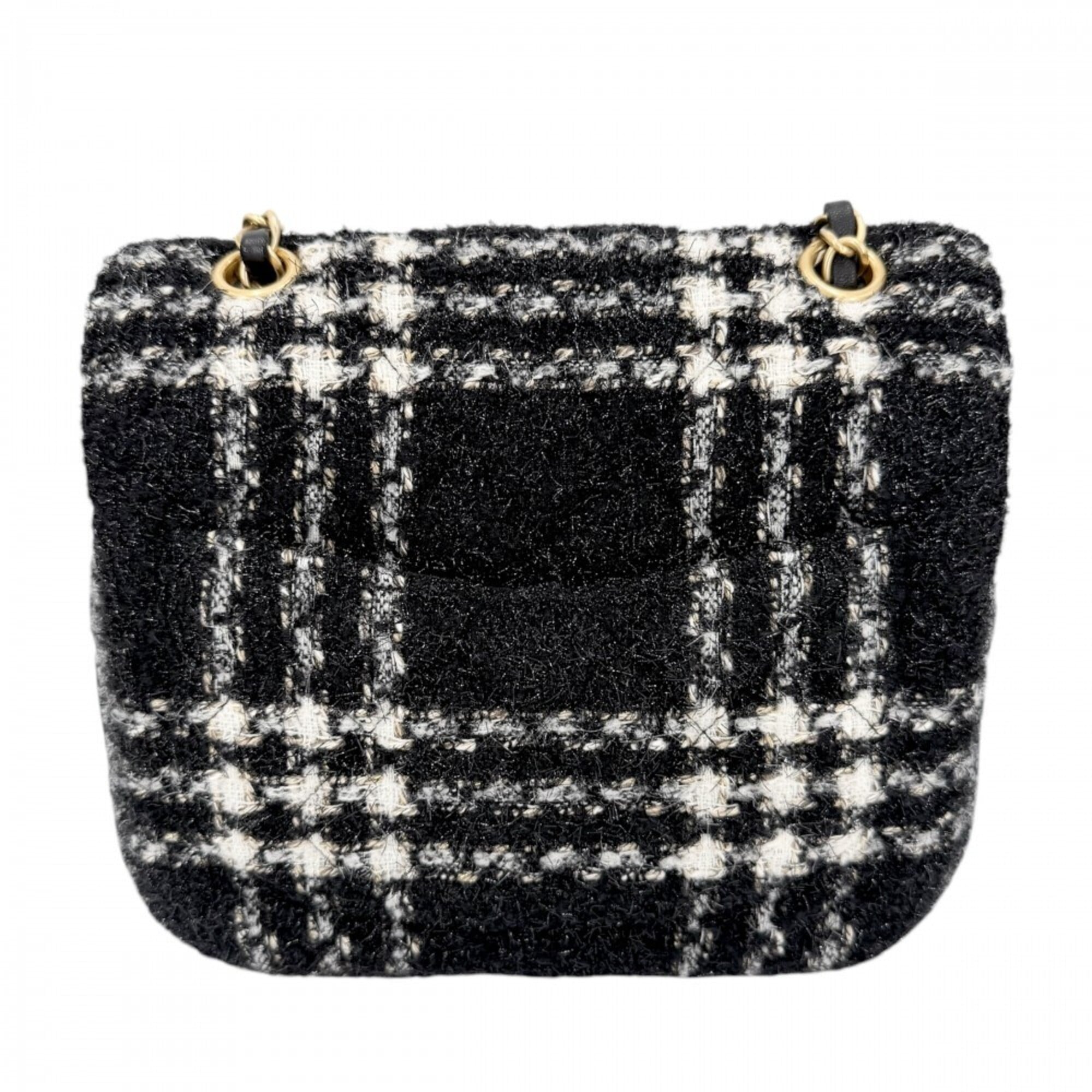 Chanel Black Gray Tweed Wool Shoulder Bag (Pre-Owned)