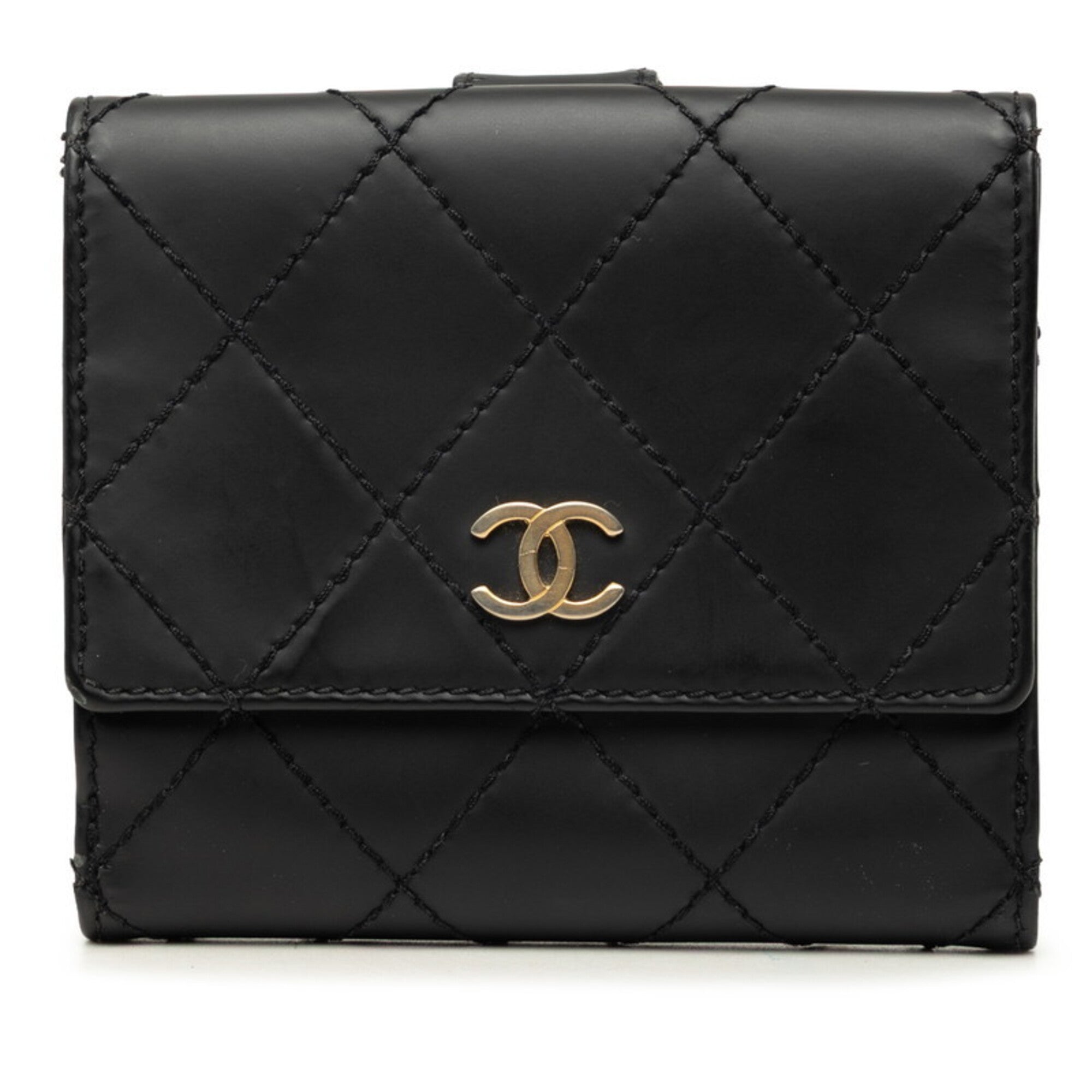 Chanel Black Leather Wallet (Bi-Fold) (Pre-Owned)