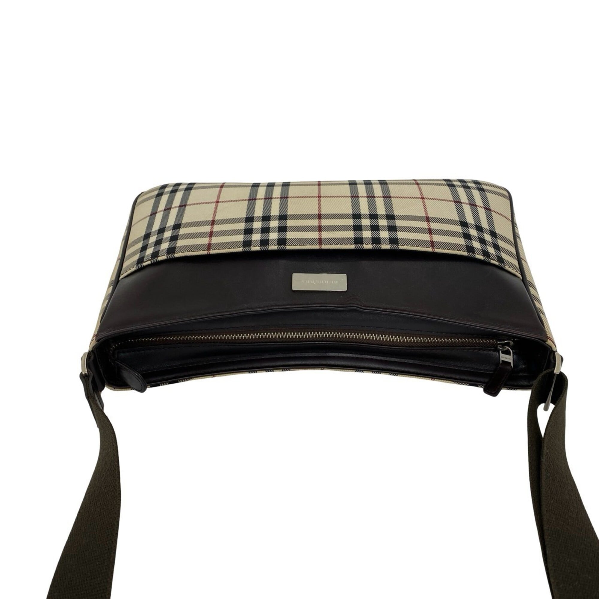 Burberry Beige Brown Canvas Leather Pochette Shoulder Bag (Pre-Owned)