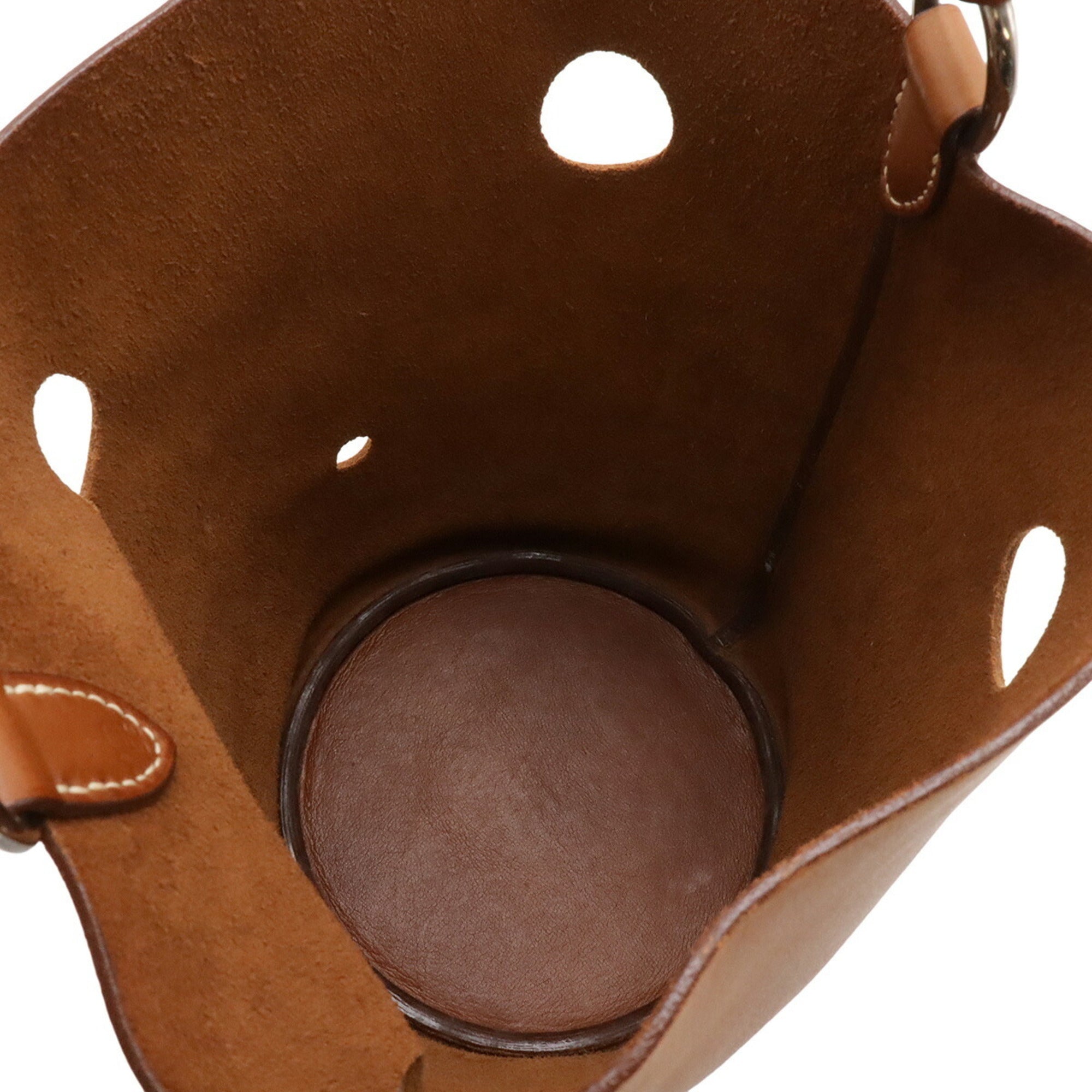 Hermes Brown Leather Handbag Shoulder Bag (Pre-Owned)