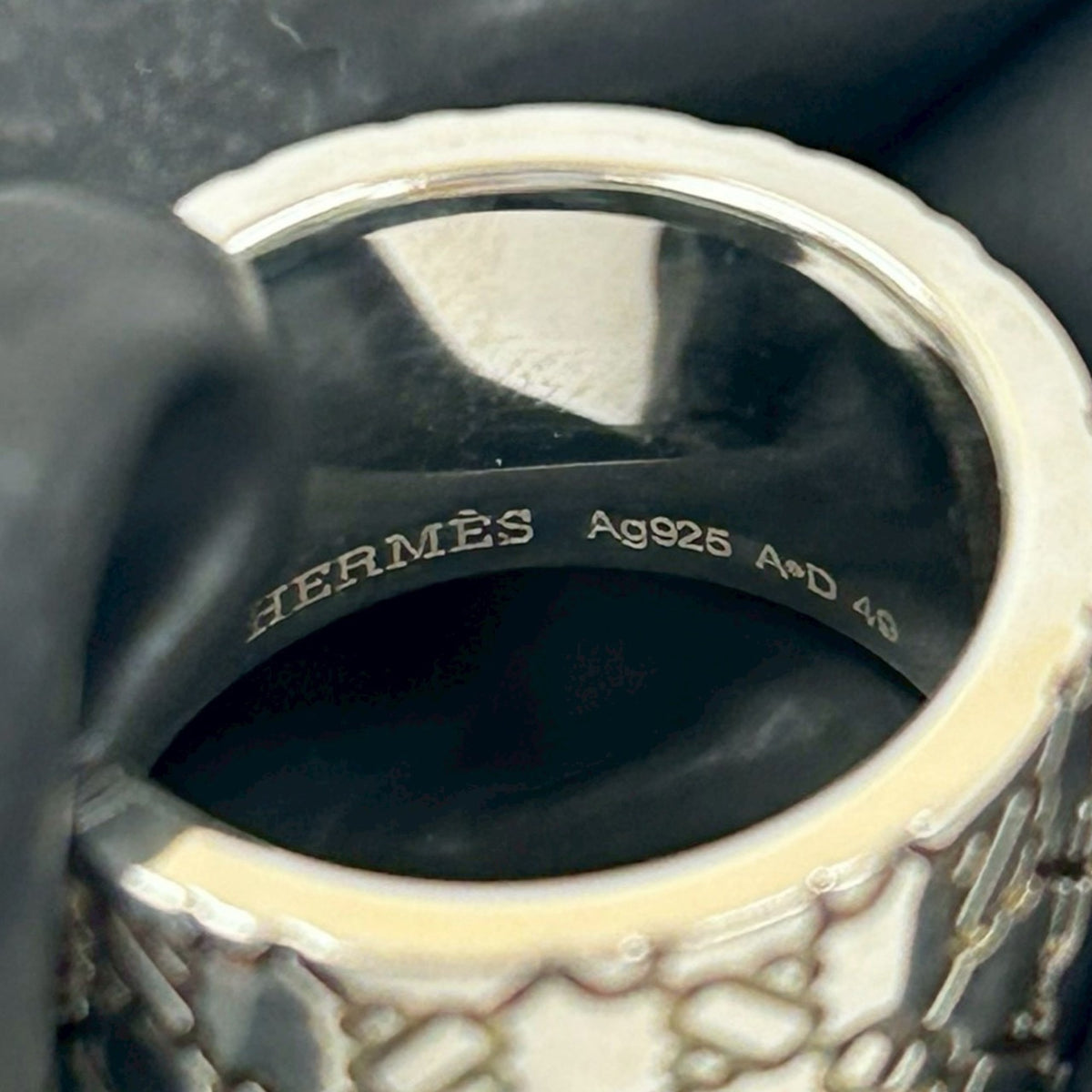 Hermes Silver Silver 925 Band Ring (Pre-Owned)