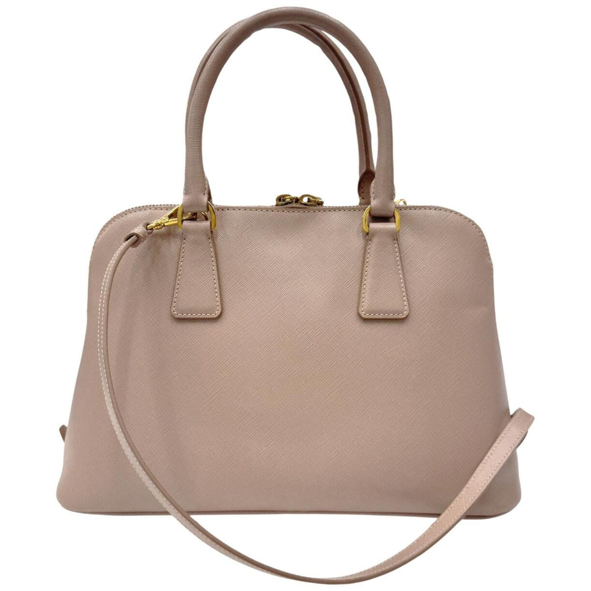 Prada Saffiano Pink Beige Leather Handbag Shoulder Bag (Pre-Owned)