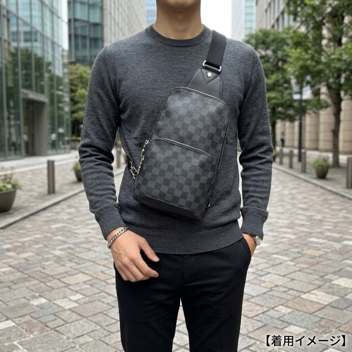 Louis Vuitton Black Gray Damier Graphite Sling Bag (Pre-Owned)
