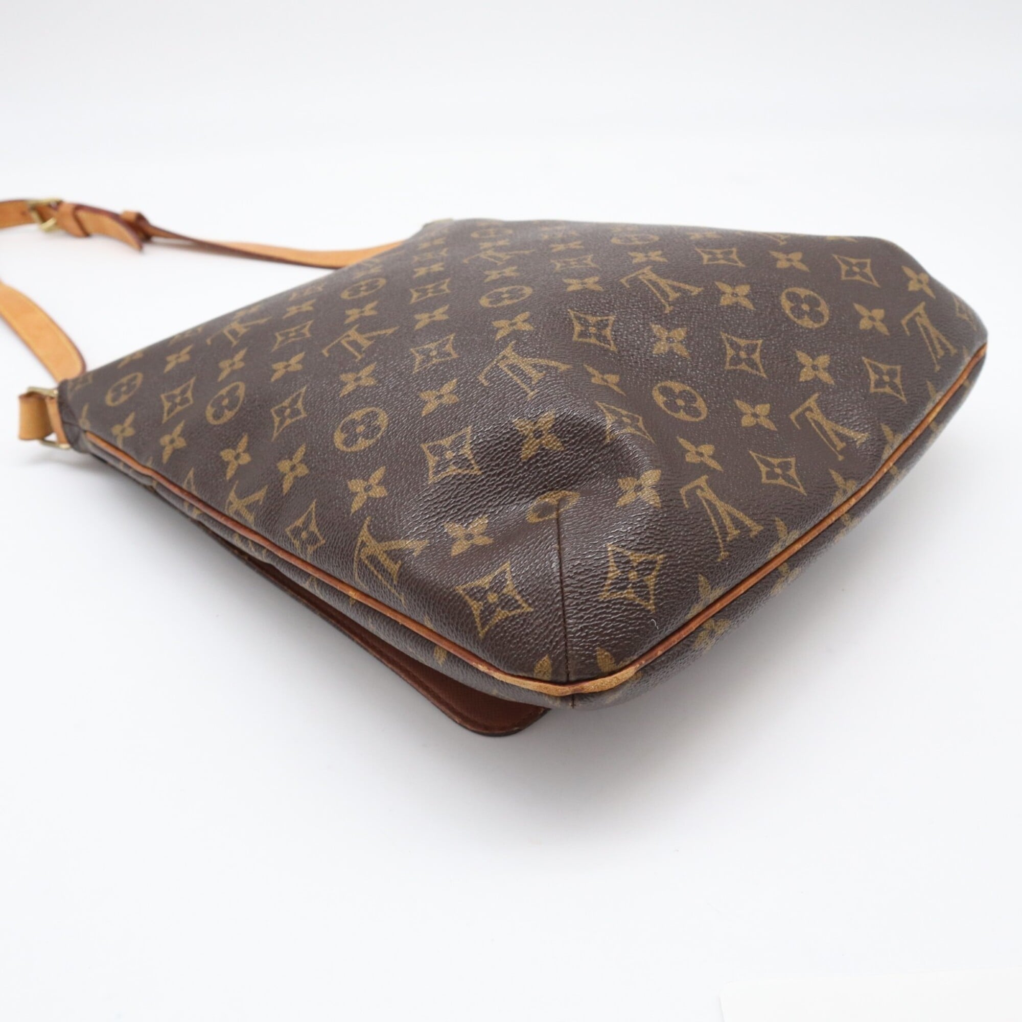 Louis Vuitton Beige Brown Monogram Coated Canvas Leather Shoulder Bag (Pre-Owned)