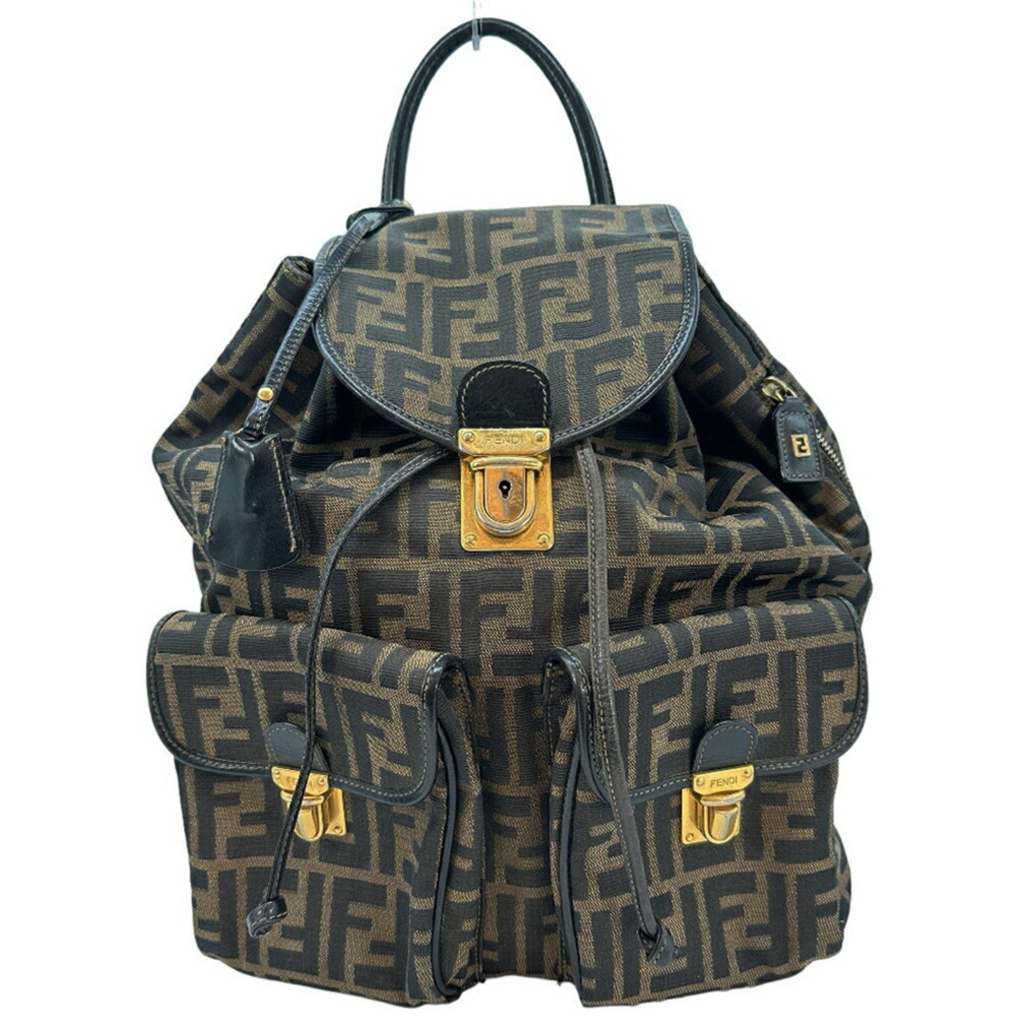 Fendi Brown Canvas Leather Backpack (Pre-Owned)