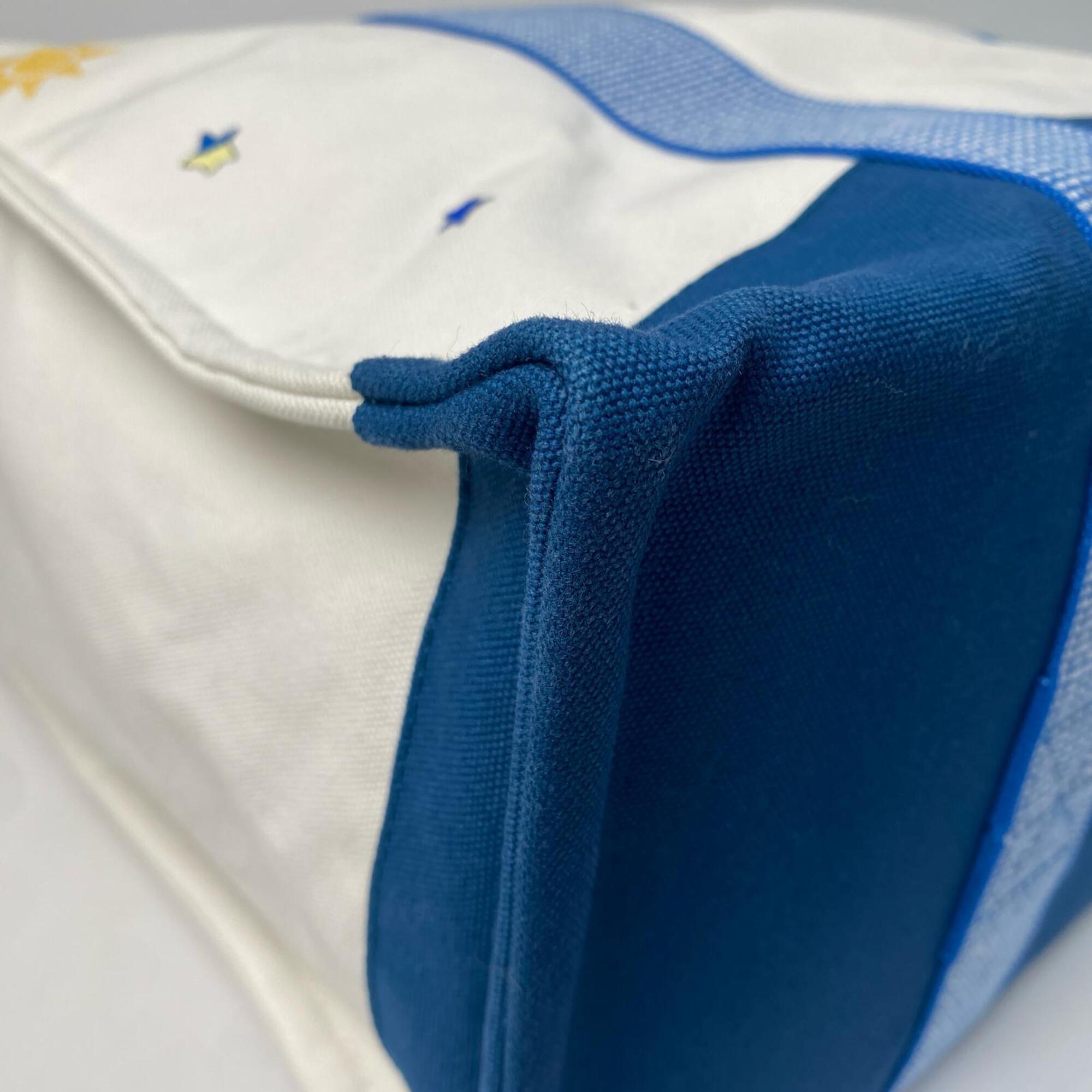 Hermes Blue White Cotton Pouch (Pre-Owned)