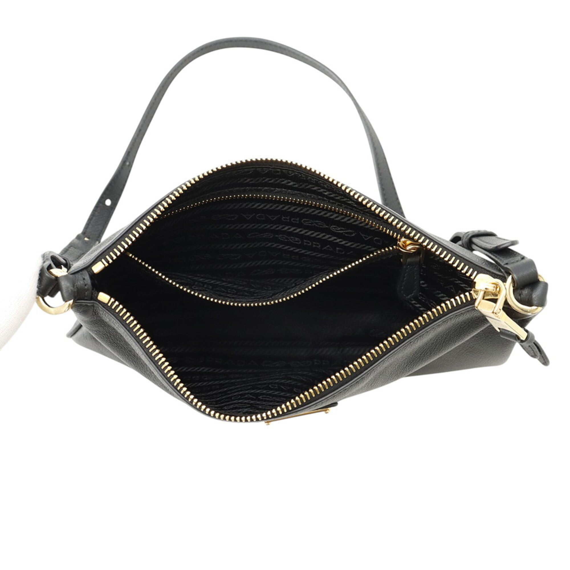 Prada Black Leather Handbag Shoulder Bag (Pre-Owned)