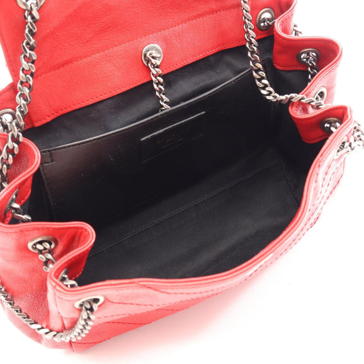 Yves Saint Laurent Red Color Leather Handbag Shoulder Bag (Pre-Owned)