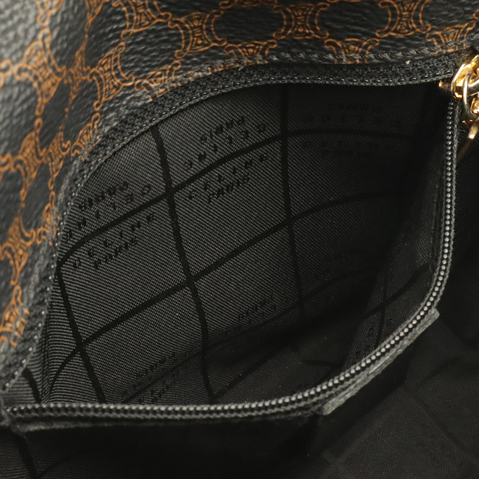 Celine Macadam Black Dark Brown Coated Canvas Pvc Leather Pochette Shoulder Bag (Pre-Owned)