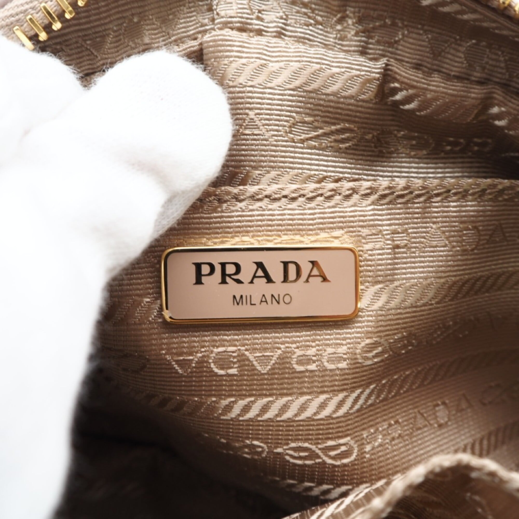 Prada Pink Beige Leather Shoulder Bag (Pre-Owned)