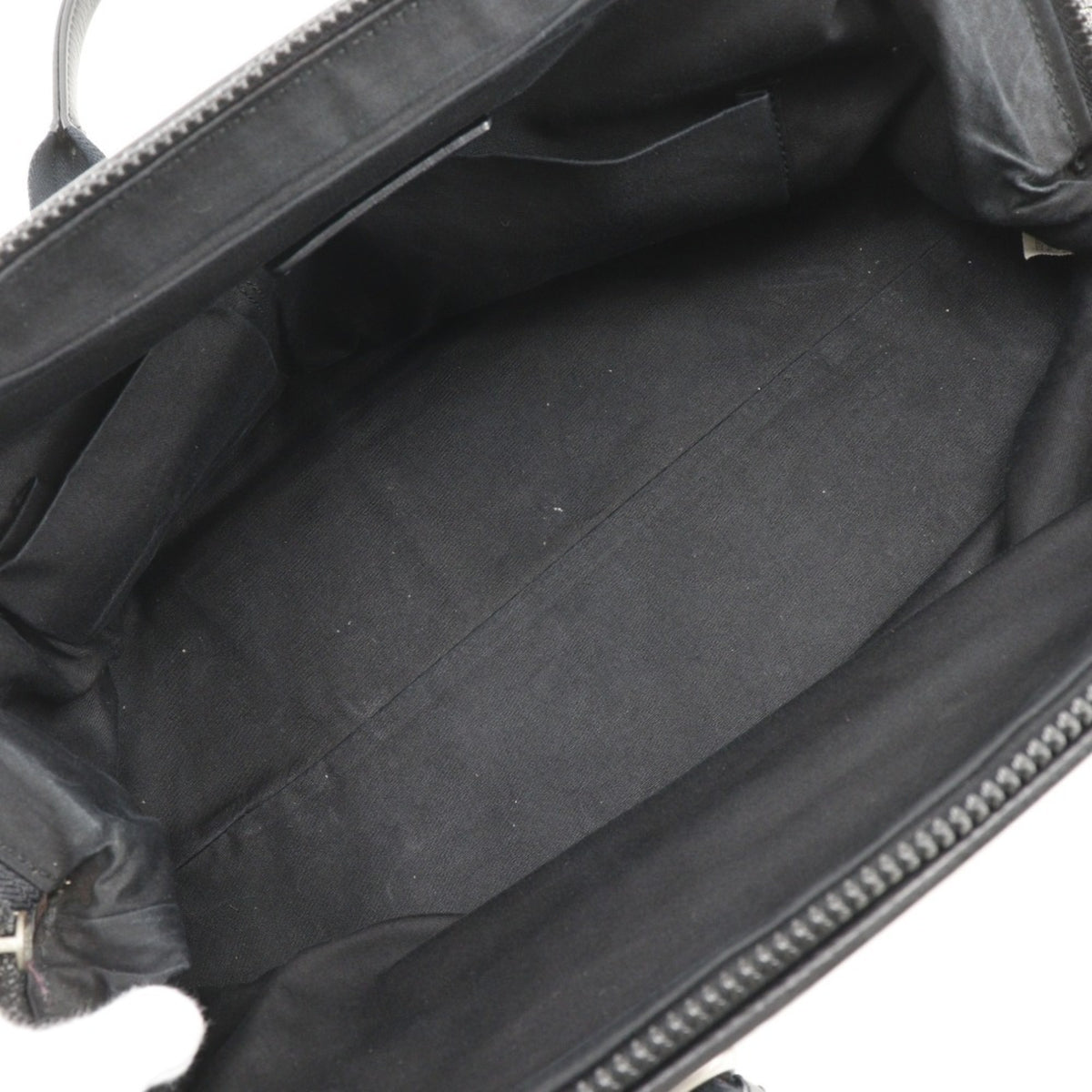 Bottega Veneta Black Gray Canvas Leather Tote Bag (Pre-Owned)