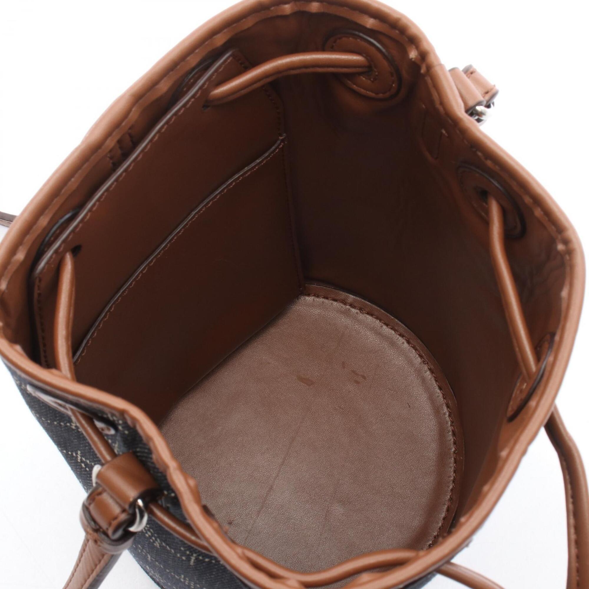 Stella Mccartney Brown Navy Denim Leather Handbag Shoulder Bag (Pre-Owned)