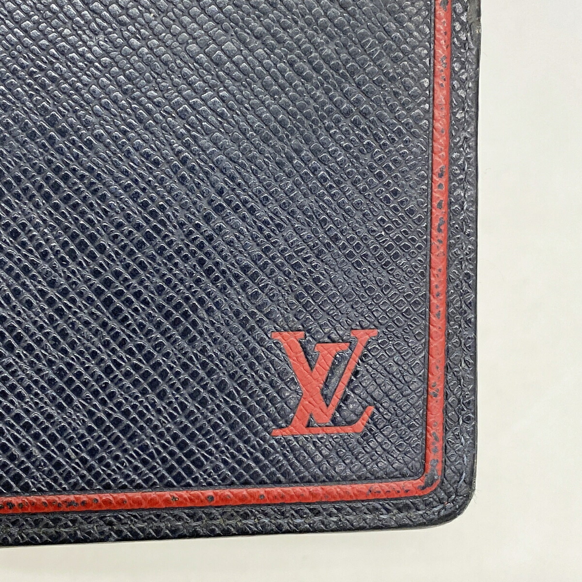Louis Vuitton Navy Red Color Long Wallet (Bi-Fold) (Pre-Owned)