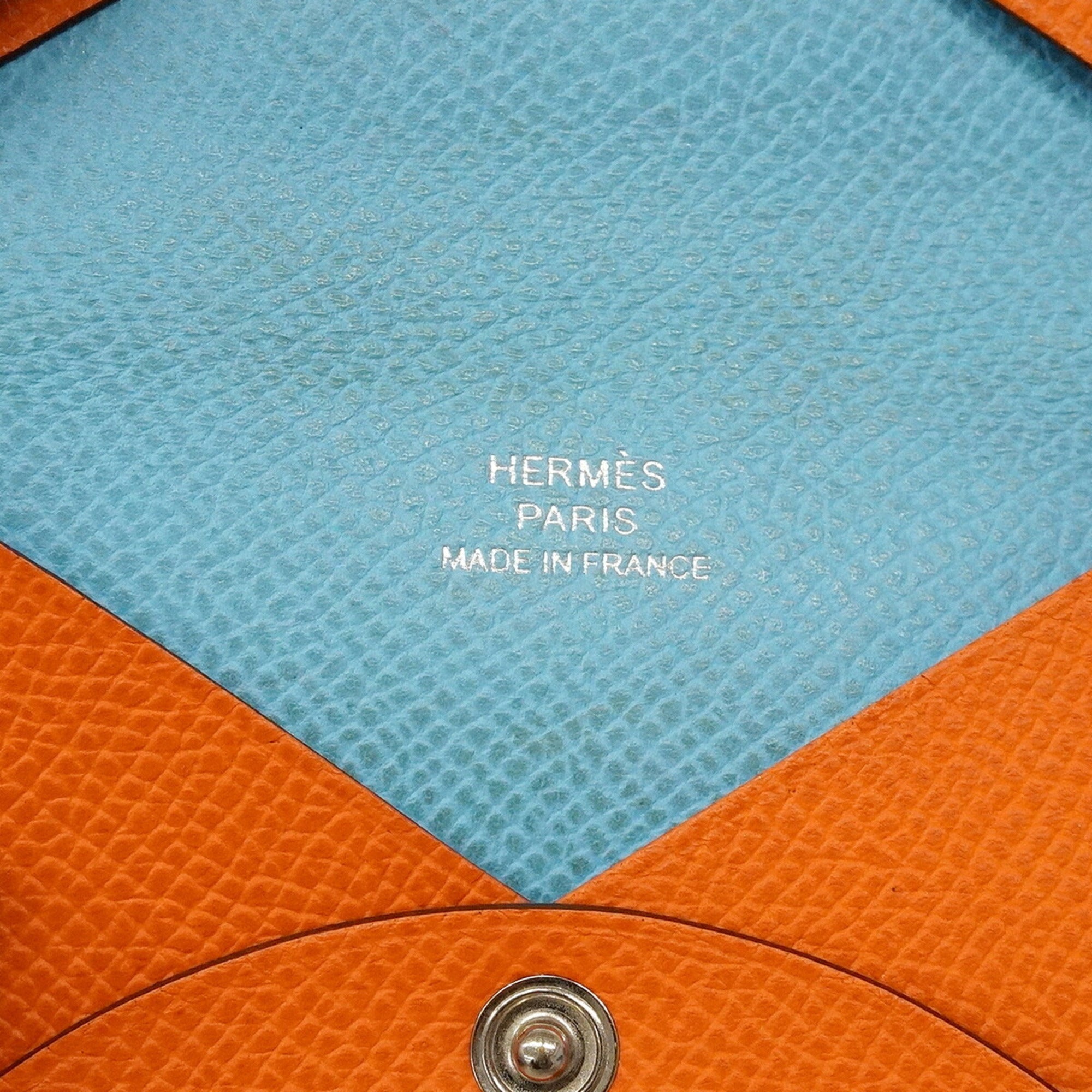 Hermes Celeste Orange Epsom Leather Leather Coin Purse/Coin Case (Pre-Owned)