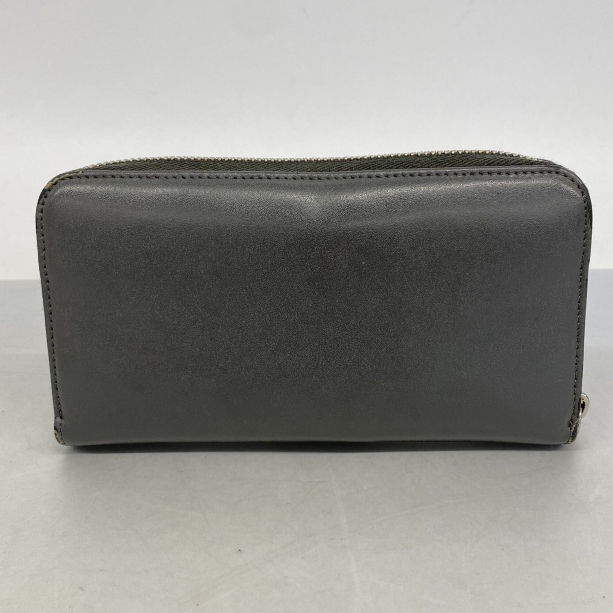 Fendi Gray Leather Long Wallet (Bi-Fold) (Pre-Owned)