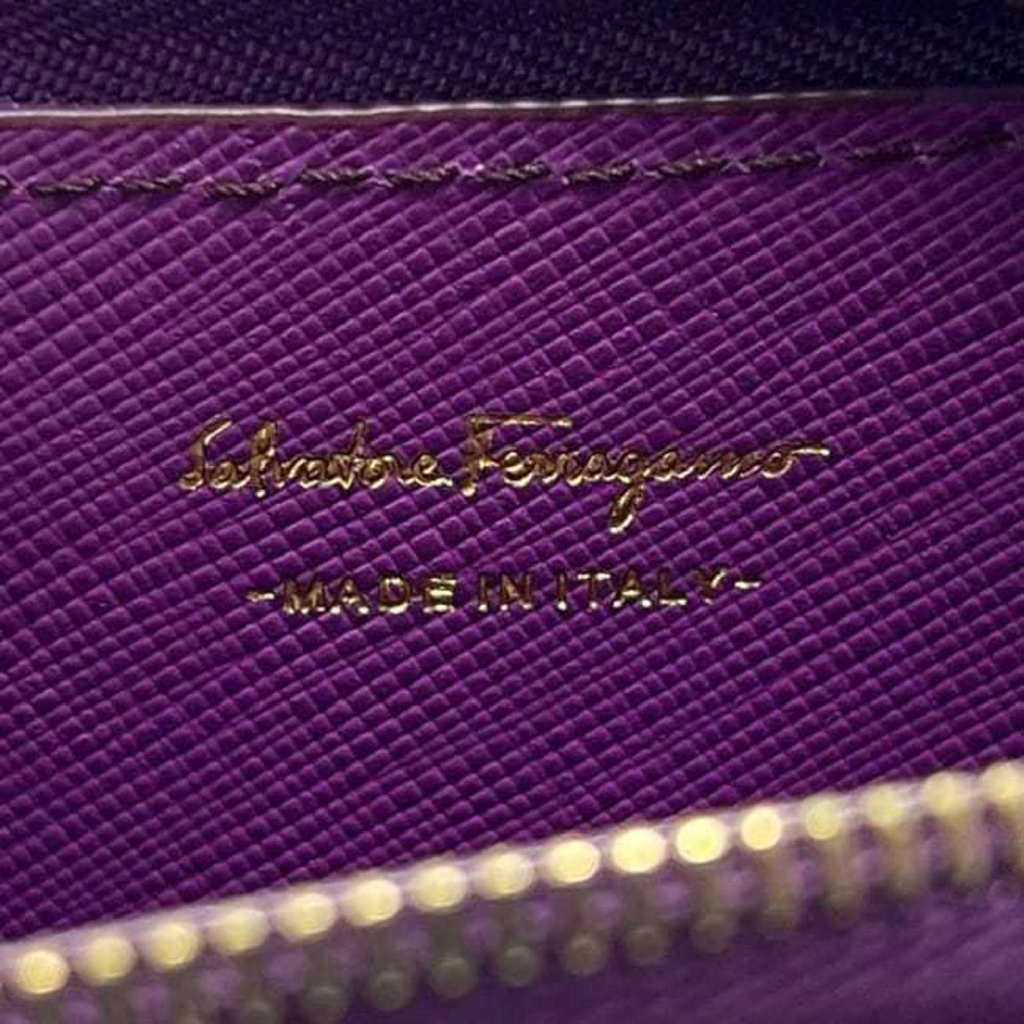 Salvatore Ferragamo Purple Leather Coin Purse/Coin Case (Pre-Owned)