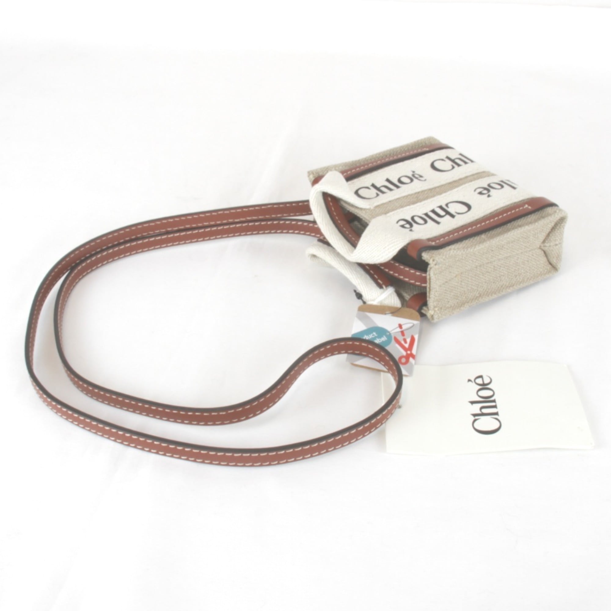Chloé Beige Linen Cotton Leather Tote Bag (Pre-Owned)