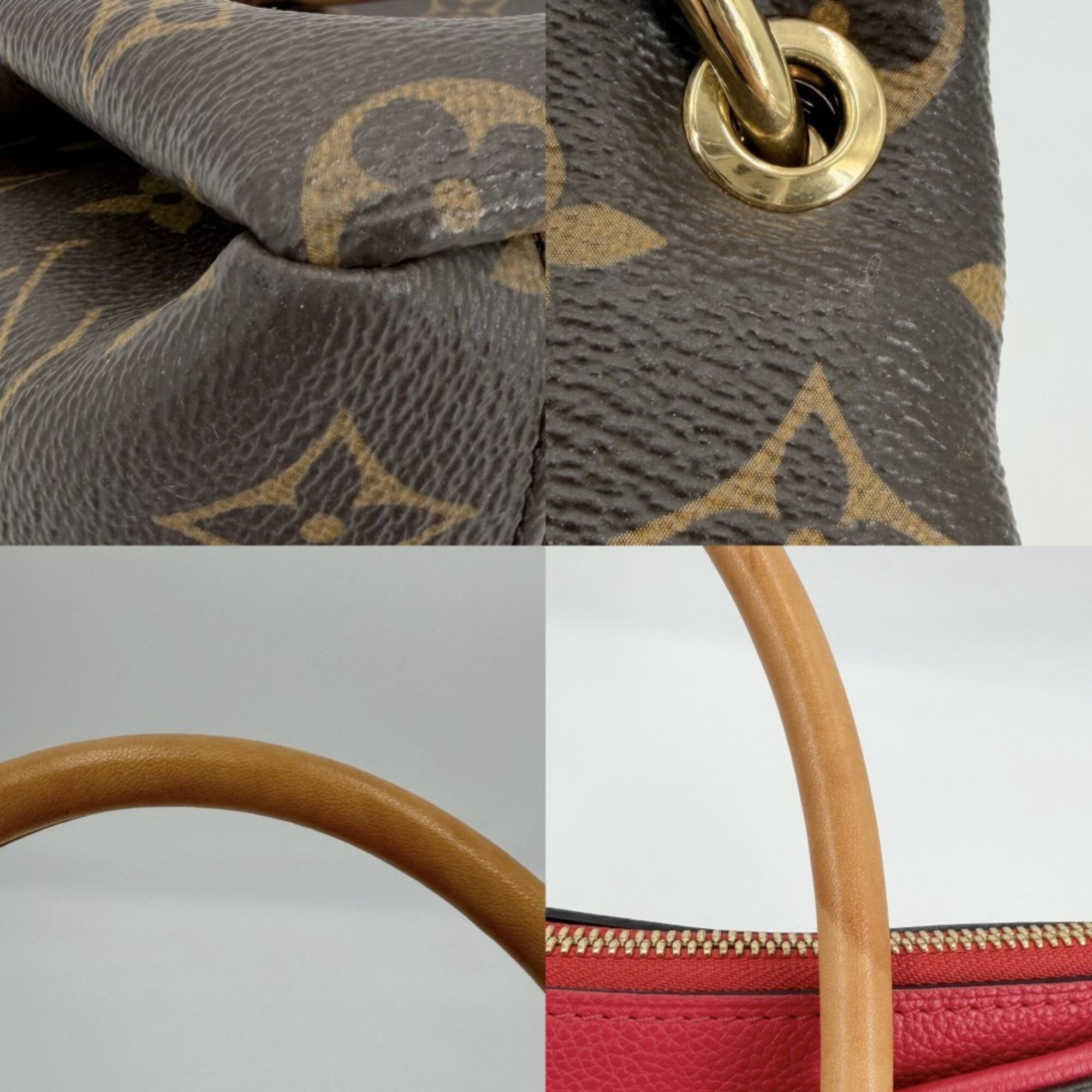 Louis Vuitton Brown Red Color Monogram Handbag Shoulder Bag (Pre-Owned)