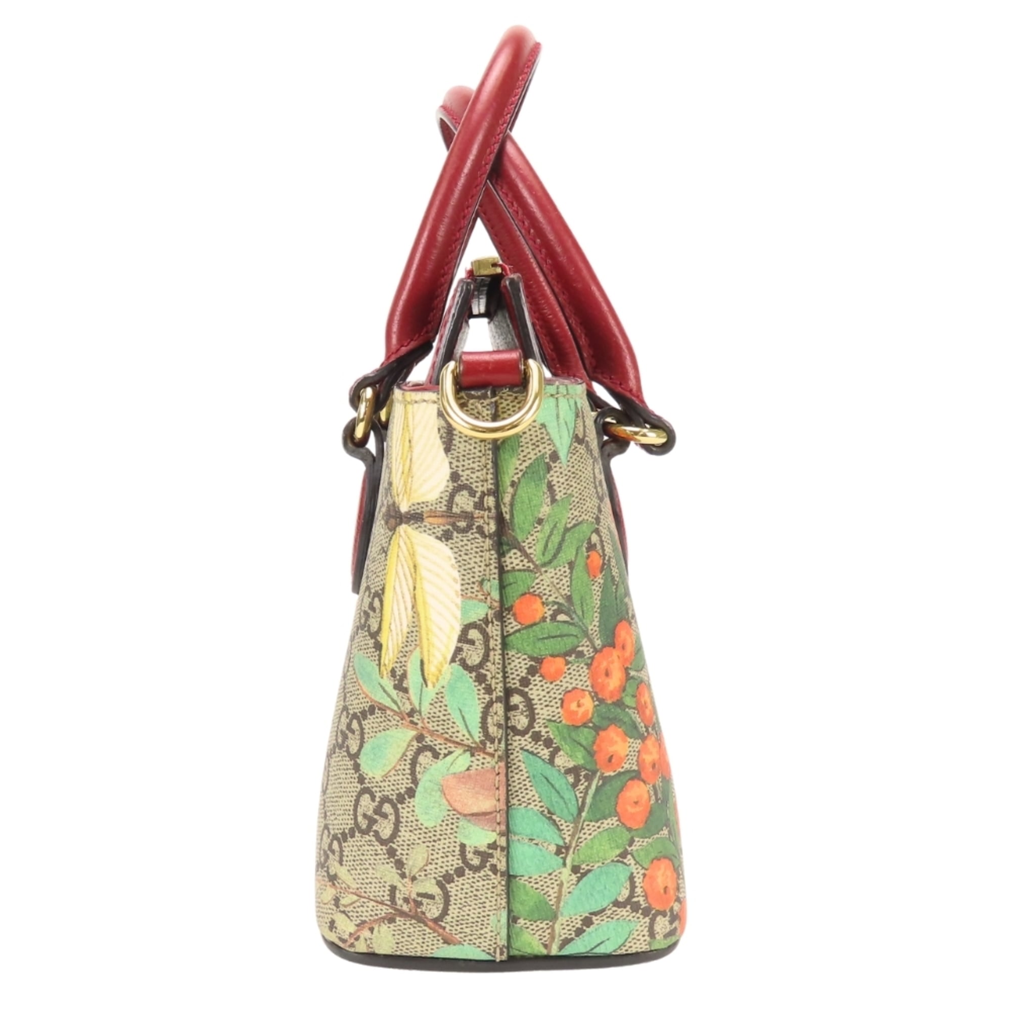 Gucci Beige Multi-Color Red Color Gg Supreme Canvas Handbag Shoulder Bag (Pre-Owned)