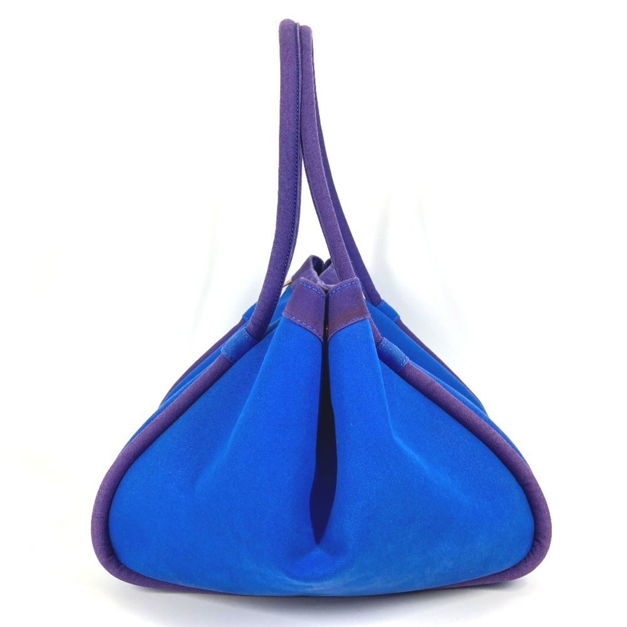 Hermes Blue Canvas Handbag Tote Bag (Pre-Owned)