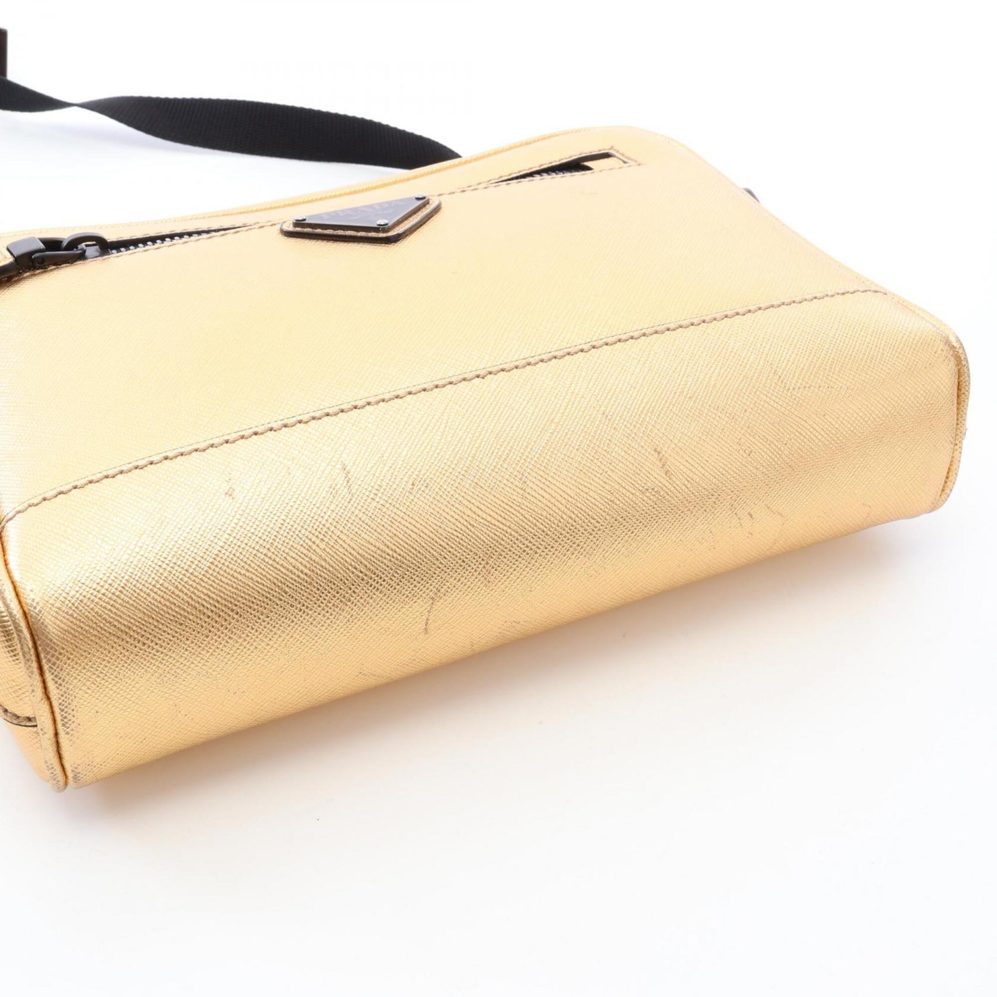 Prada Gold Saffiano Handbag Shoulder Bag (Pre-Owned)