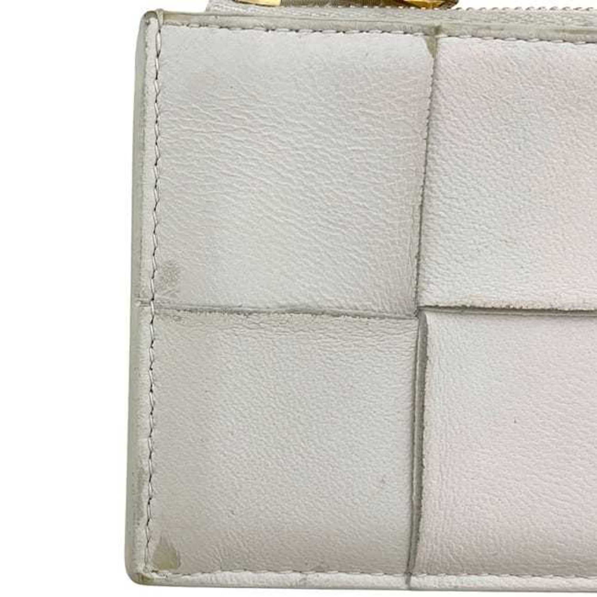 Bottega Veneta White Leather Coin Purse/Coin Case (Pre-Owned)