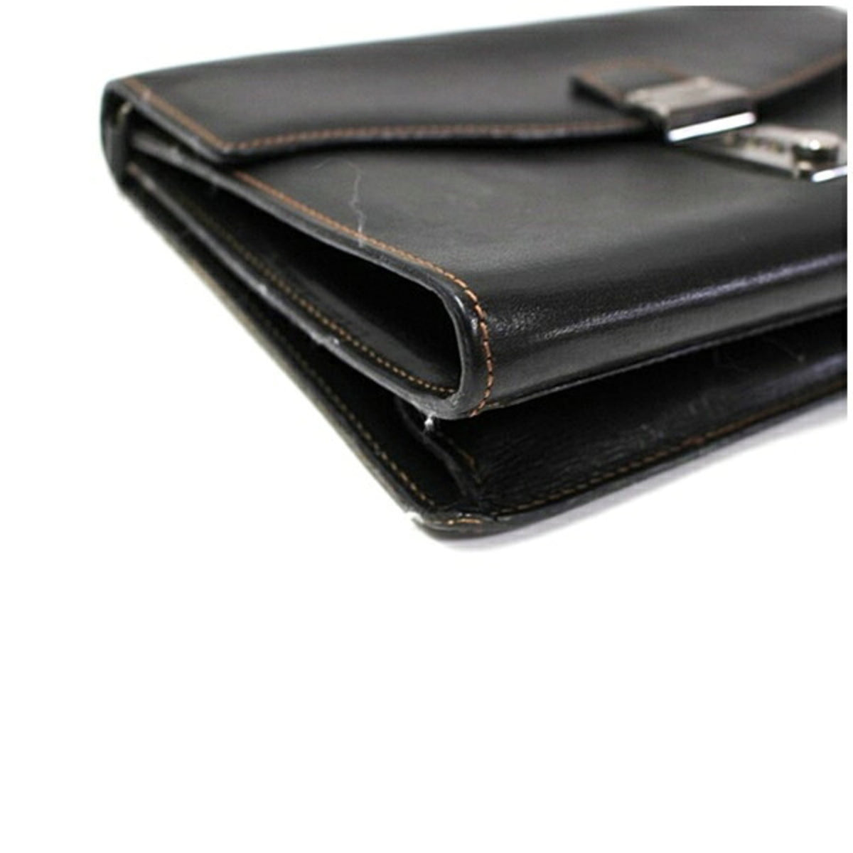 Dunhill Black Brown Leather Clutch Bag (Pre-Owned)