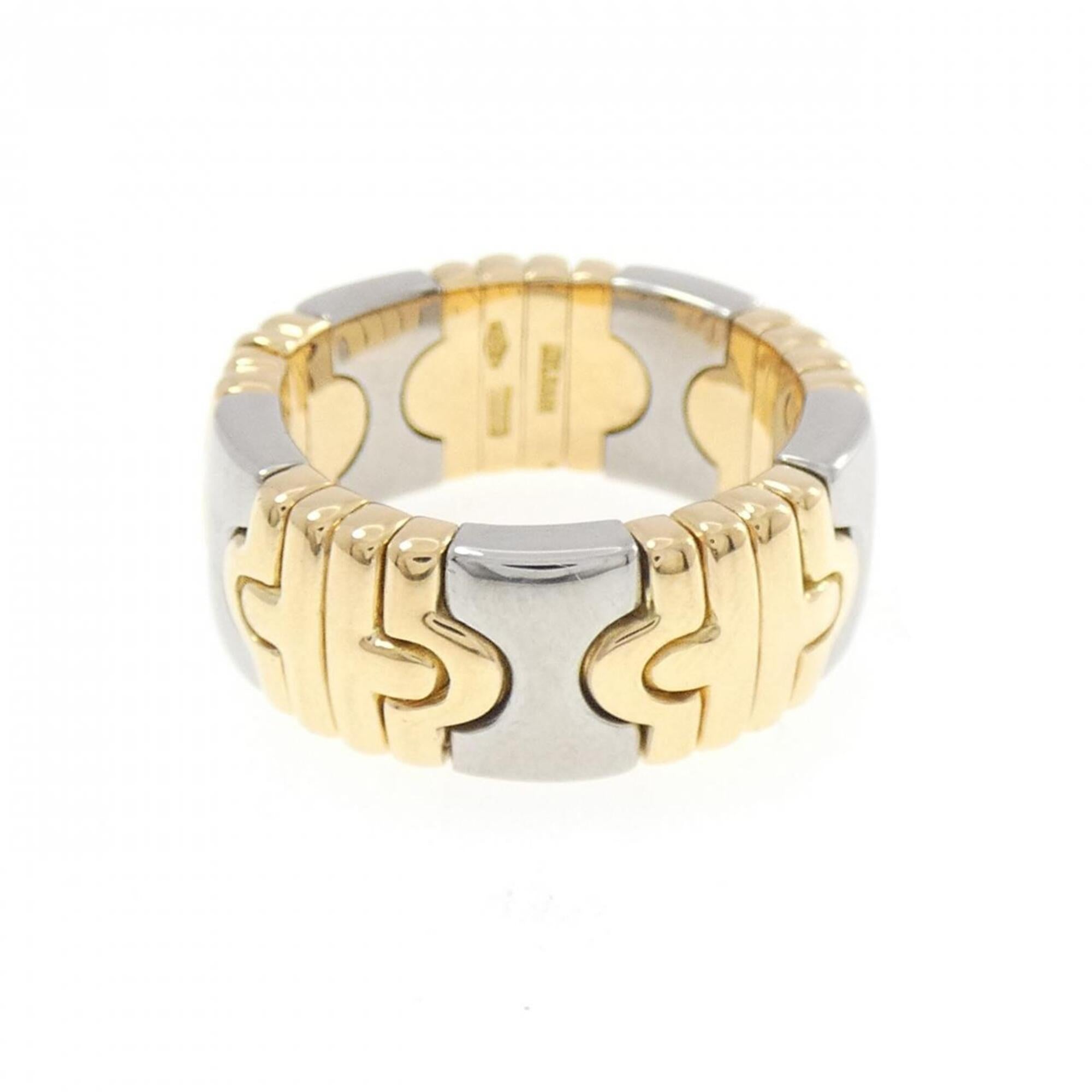 Bvlgari Silver Yellow Gold Yellow Gold (18K) Stainless Steel Band Ring (Pre-Owned)